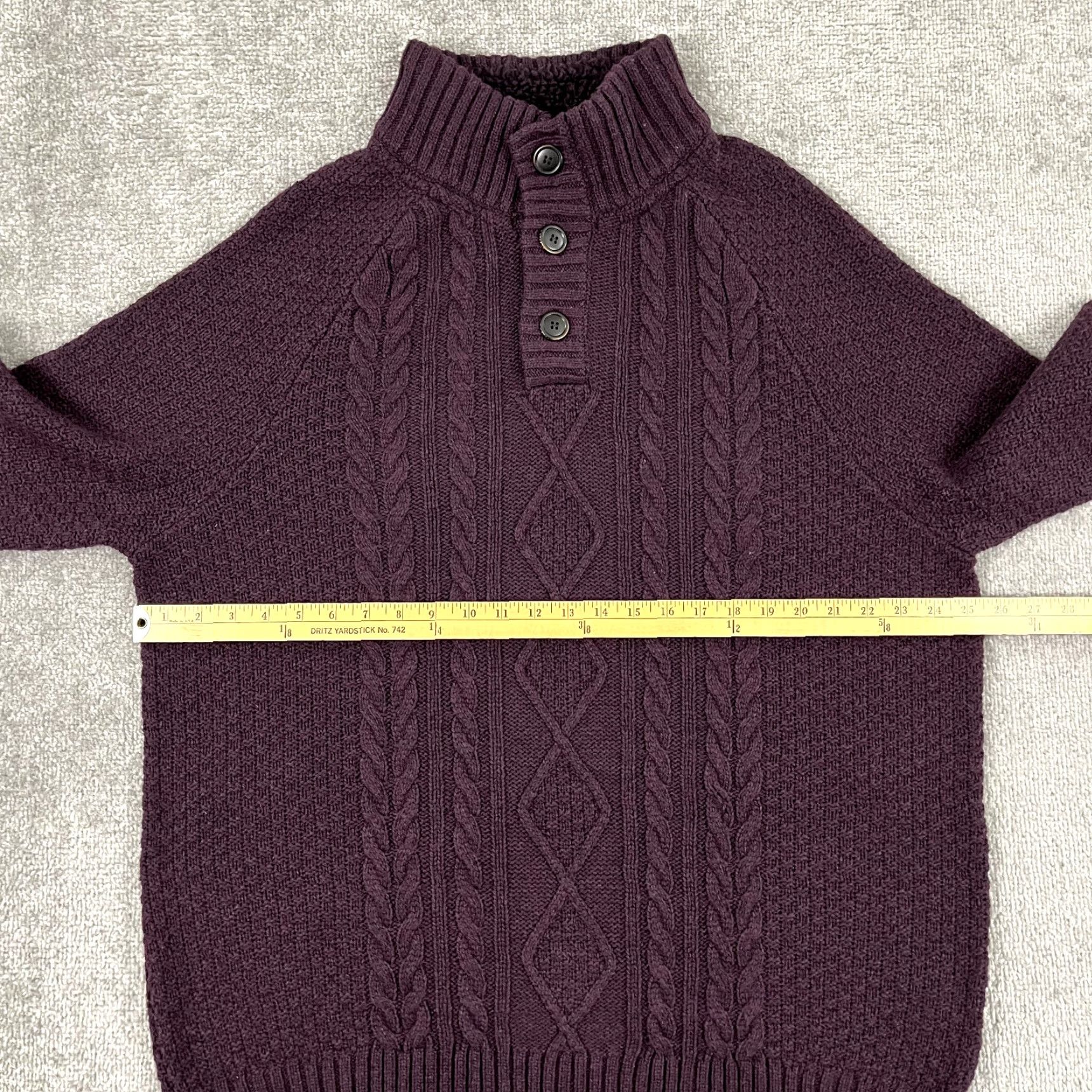 FatFace FAT FACE Sweater Mens 2XL XXL Wool Blend Thick Cable Knit Jumper Maroon Red Size US XXL / EU 58 / 5 - 5 Thumbnail