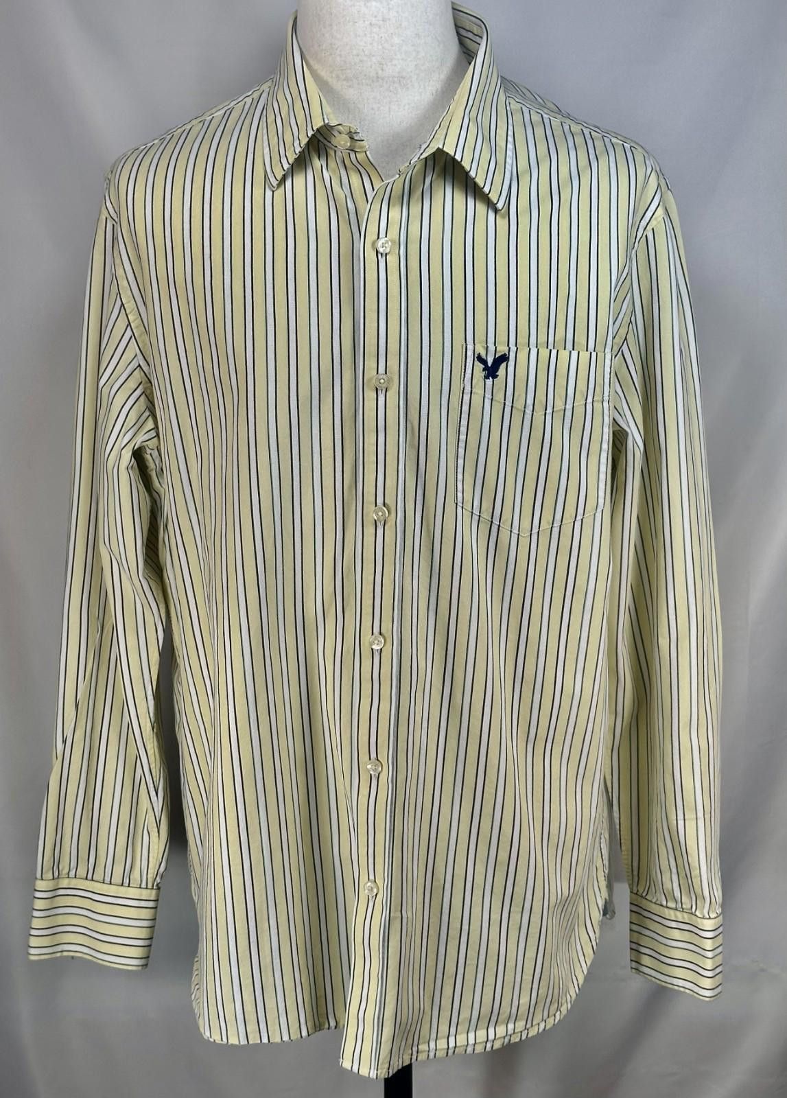 American Eagle Outfitters American Eagle Vintage Fit Cotton Button Up Yellow Mens XL Size US XL / EU 56 / 4 - 1 Thumbnail