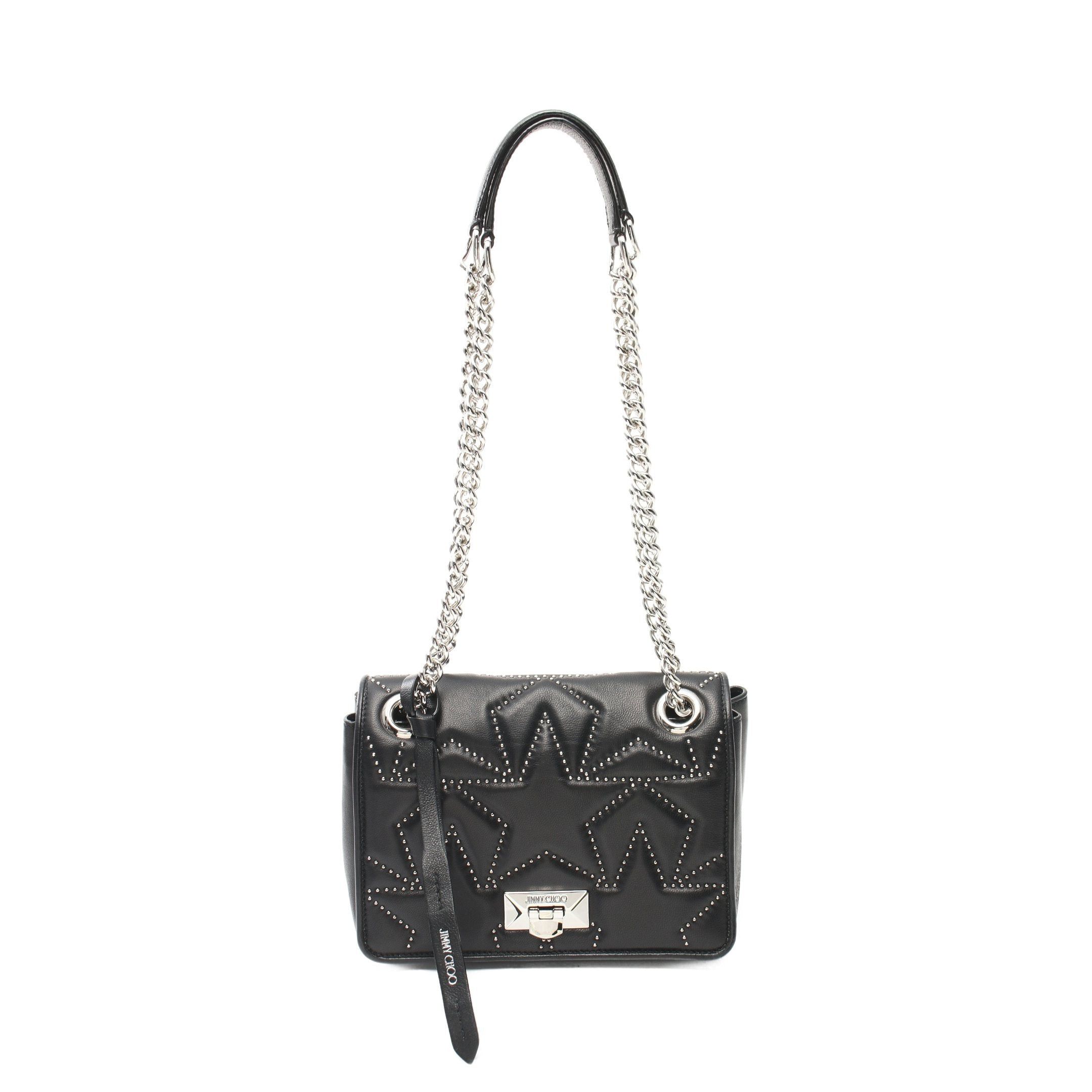 Jimmy Choo Jimmy Choo Double Chain Shoulder Bag Leather Black Size ONE SIZE - 1 Thumbnail