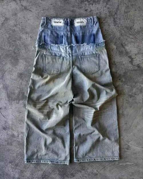 Jean Retro Double Stitching Washed Baggy Jeans Size US 36 / EU 52 - 2 Thumbnail
