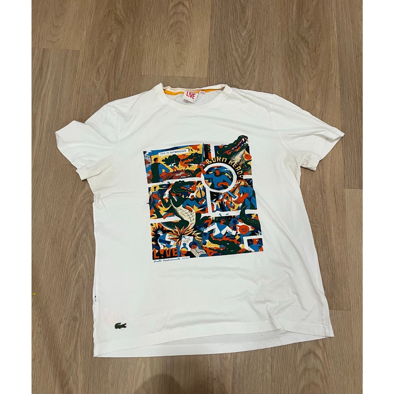 Lacoste Lacoste LIVE Multicolor Gothic Logo T-Shirt White Men’s Size US L / EU 52-54 / 3 - 1 Thumbnail