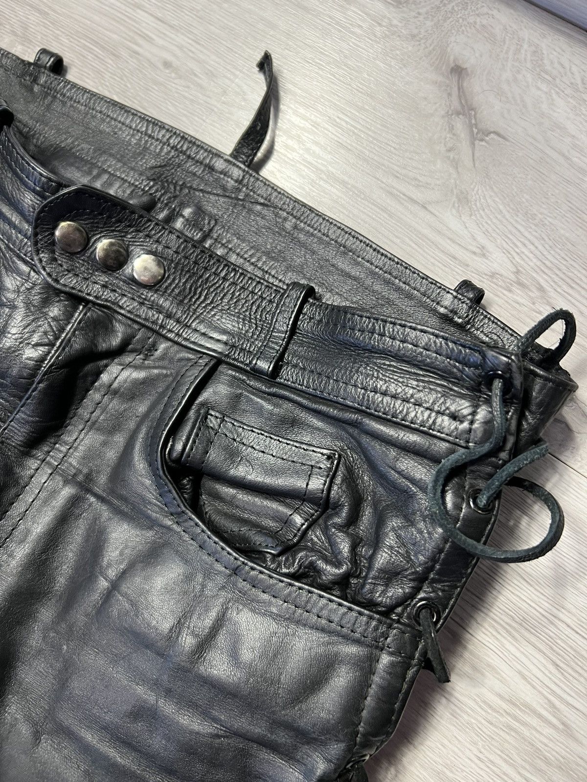 Genuine Leather Vintage Western Biker Leather Cowboy Bondage Pants Size M Size US 32 / EU 48 - 6 Thumbnail