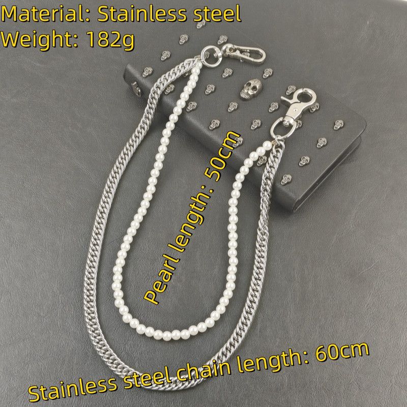 Jewelry Stainless Steel Pearl Pants Chain Elegant Design Size ONE SIZE - 5 Thumbnail