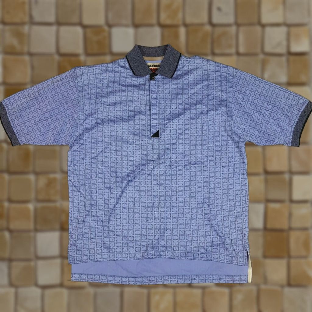 Vintage VINTAGE Sadock Men Polo Shirt Purple Short Sleeve Collared Button Golf Tennis 90s Casual Sports Geometric Knit Cotton All Seasons M Size US M / EU 48-50 / 2 - 1 Thumbnail
