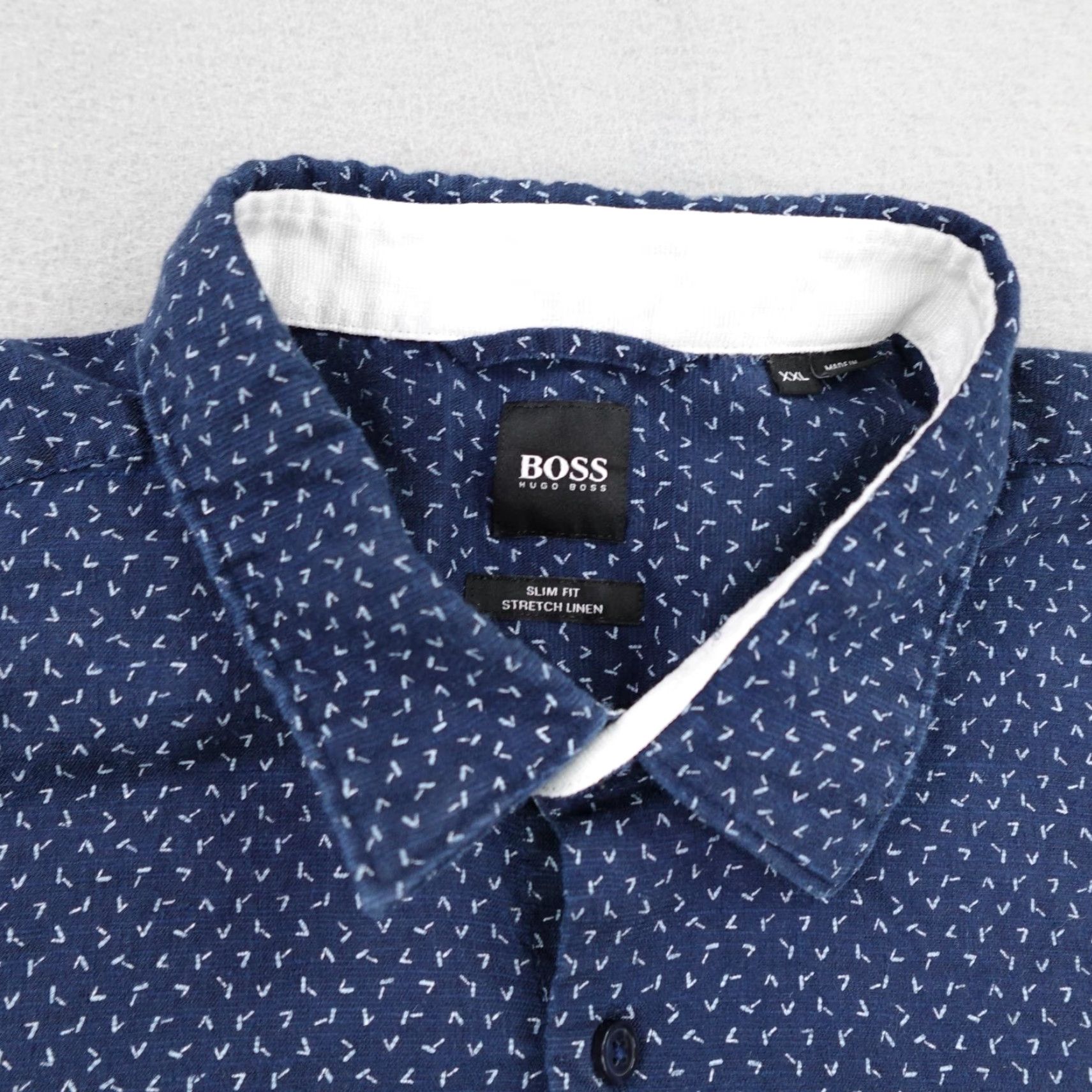 Hugo Boss Hugo Boss Shirt Mens 2XL Blue Slim Fit Stretch Linen Geometric Button Up Flex Size US XXL / EU 58 / 5 - 2 Thumbnail