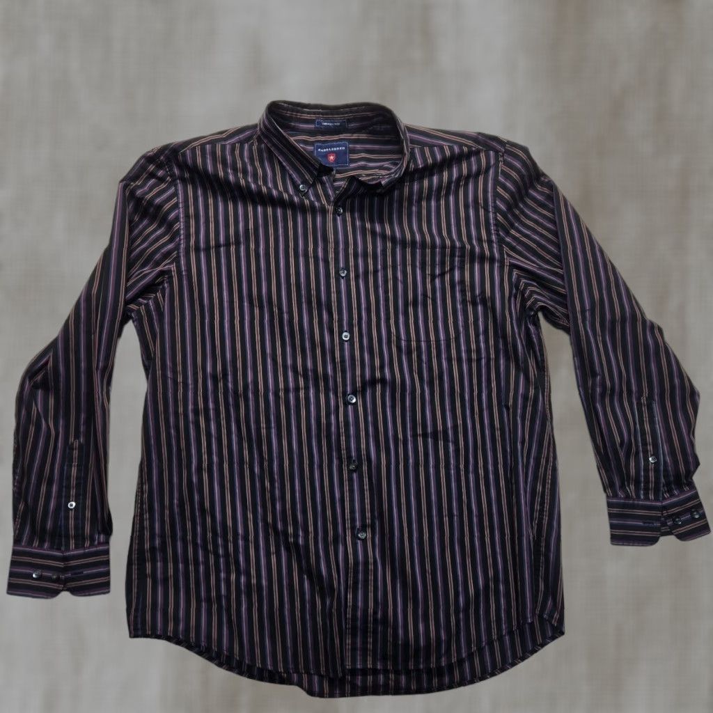 Vintage Saddlebred Shirt Button-Up Striped Black Long Sleeve Adult Men XL Size US XL / EU 56 / 4 - 1 Thumbnail