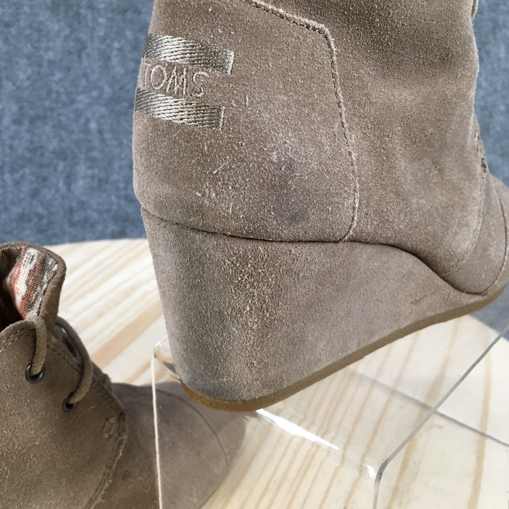 Toms TOMS Boots Womens 8.5 M Ankle Bootie Brown Leather Side Zip Wedge Heels Casual Size US 9 / IT 39 - 5 Thumbnail