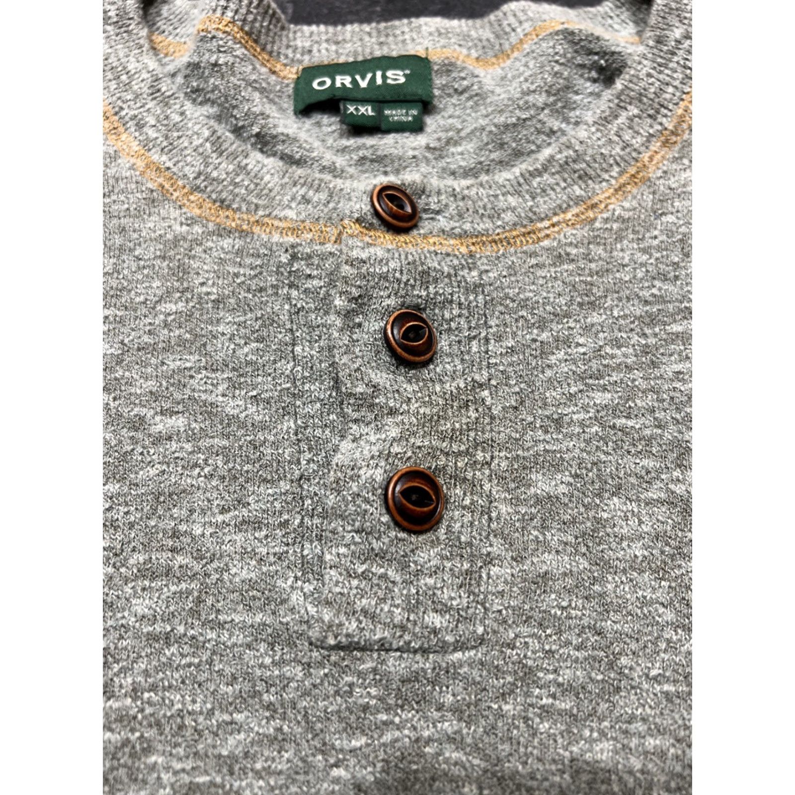 Orvis Orvis Sweater Shirt Men 2XL Gray Henley Knit Cotton Long Sleeve Classic Henley Neck Casual All Seasons Mens 2XL Size US XXL / EU 58 / 5 - 6 Thumbnail