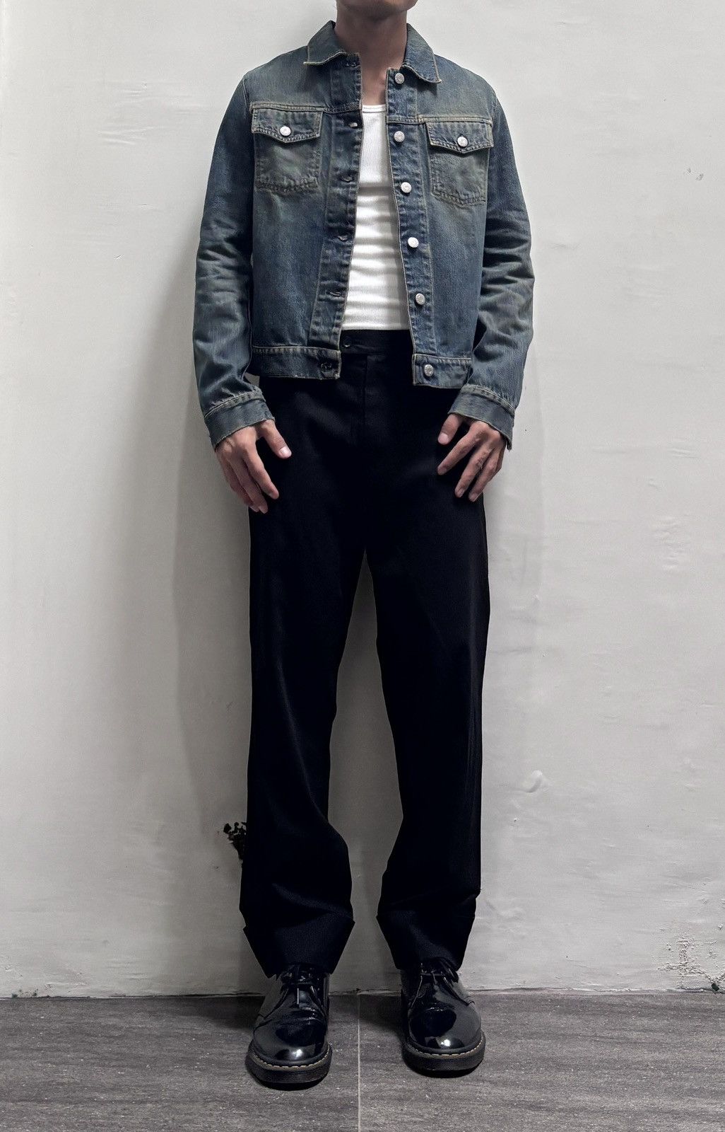 Helmut Lang FREE TAX! Stained Wash Denim Jacket Size US XS / EU 42 / 0 - 1 Thumbnail