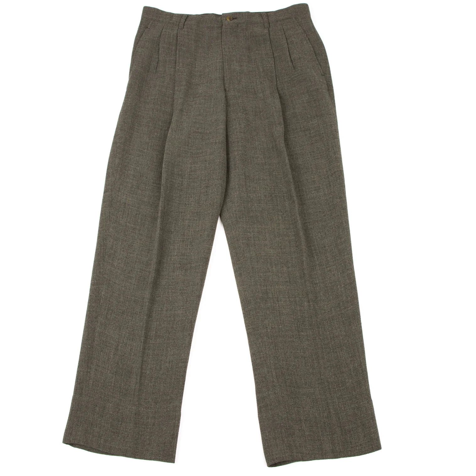 Issey Miyake Wool Rayon Two-Tuck Pants in Brown, Size XXL Size US 38 / EU 54 - 1 Thumbnail