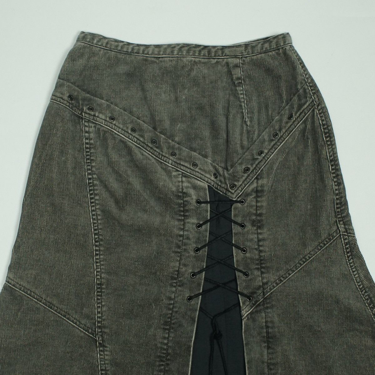 20471120 *NoTariff Vista Fiore Corduroy Bondage Laced Up Skirt Size 26" / US 2 / IT 38 - 2 Thumbnail
