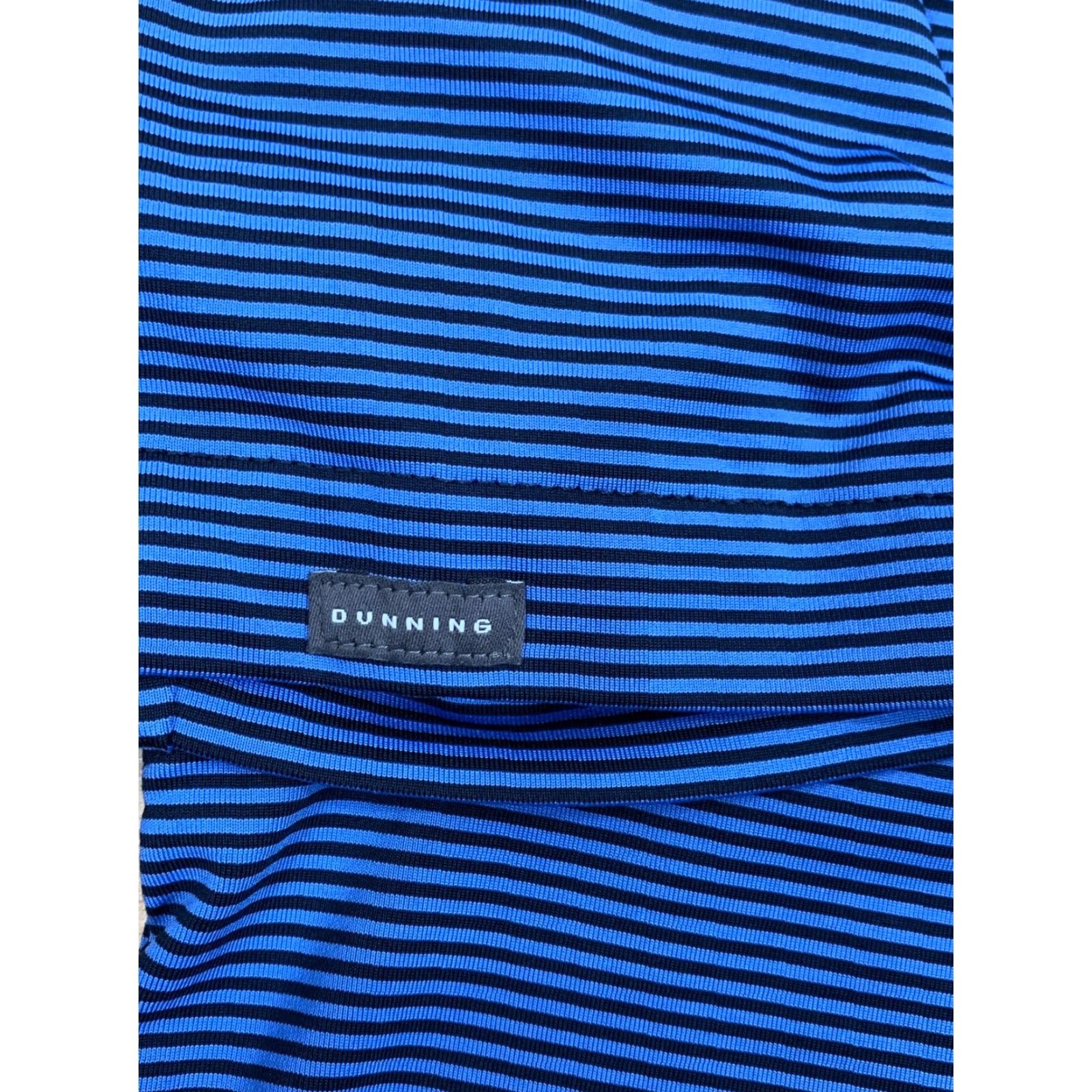 Vintage Dunning Golf Polo Shirt Mens XL Blue Short Sleeve Striped Logo 100% Polyester All Seasons Moisture Wicking Breathable Golf Shirt Size US XL / EU 56 / 4 - 7 Thumbnail