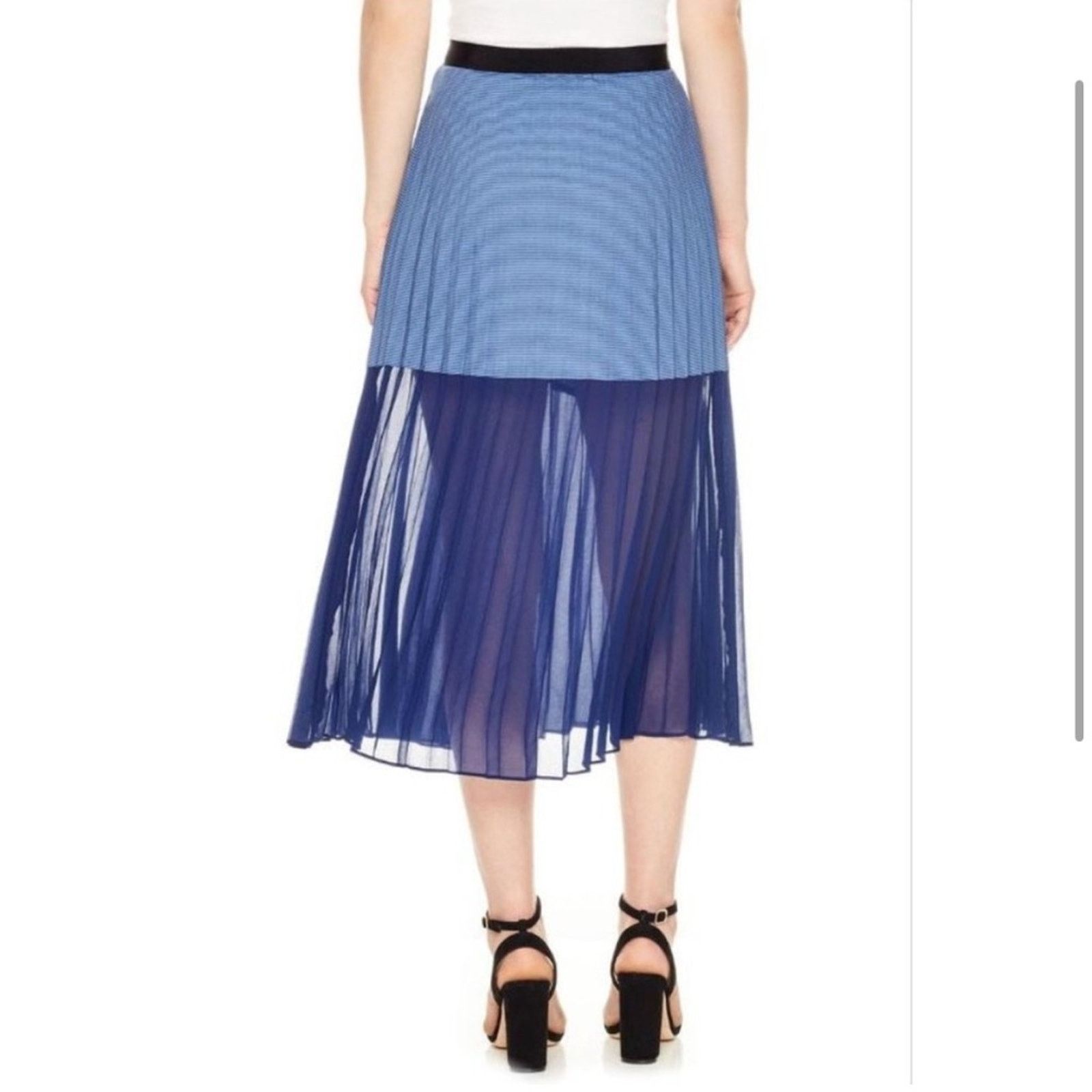 Sandro Sandro Striped Broadcloth Chiffon Wrap Skirt Blue Sz 3 US L Size 28" / US 6 / IT 42 - 3 Thumbnail