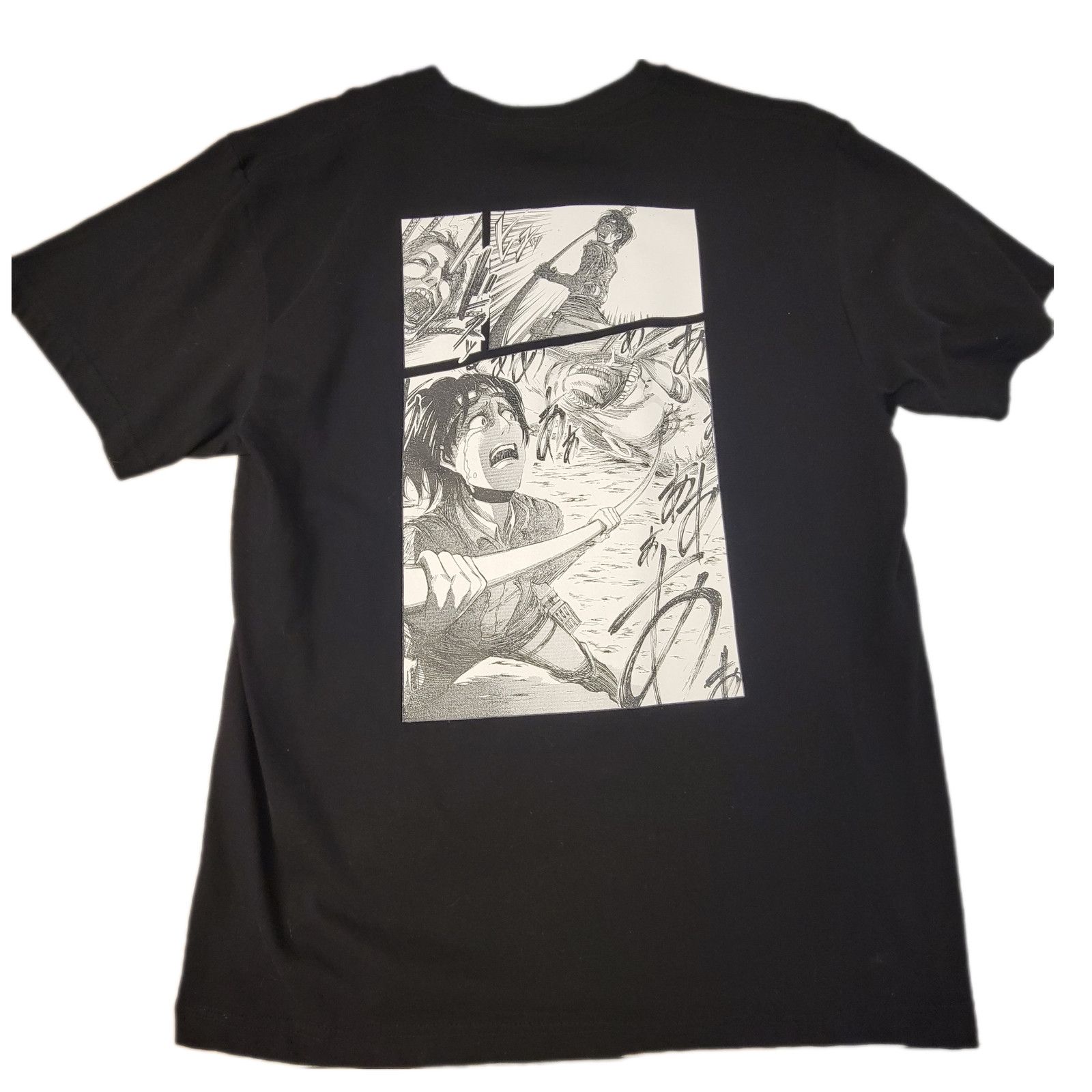 image of Attack On Titan Aot Hange Zoe Collab Anime T-Shirt Loveless in Black, Men's (Size Medium)