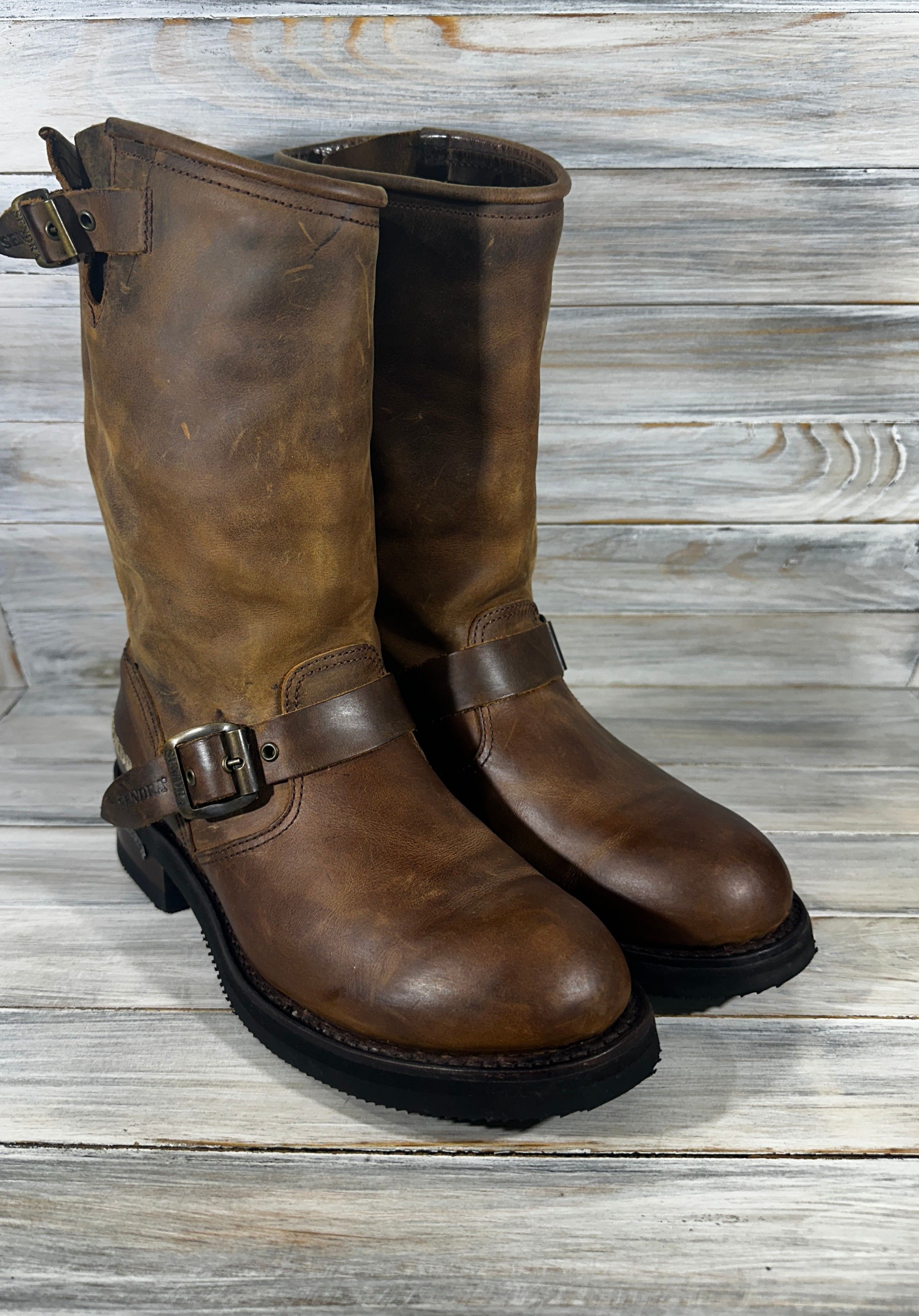 Leather × Sendra Sendra Boat Cowboy Leather Boots Western Biker Motorcycle Size US 8.5 / IT 38.5 - 21 Thumbnail