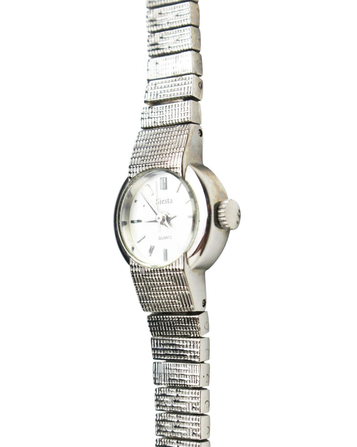 Japanese Brand × Vintage 1980S SIESTA SILVER TEXTURED BRACELET QUARTZ WATCH Size ONE SIZE - 4 Thumbnail