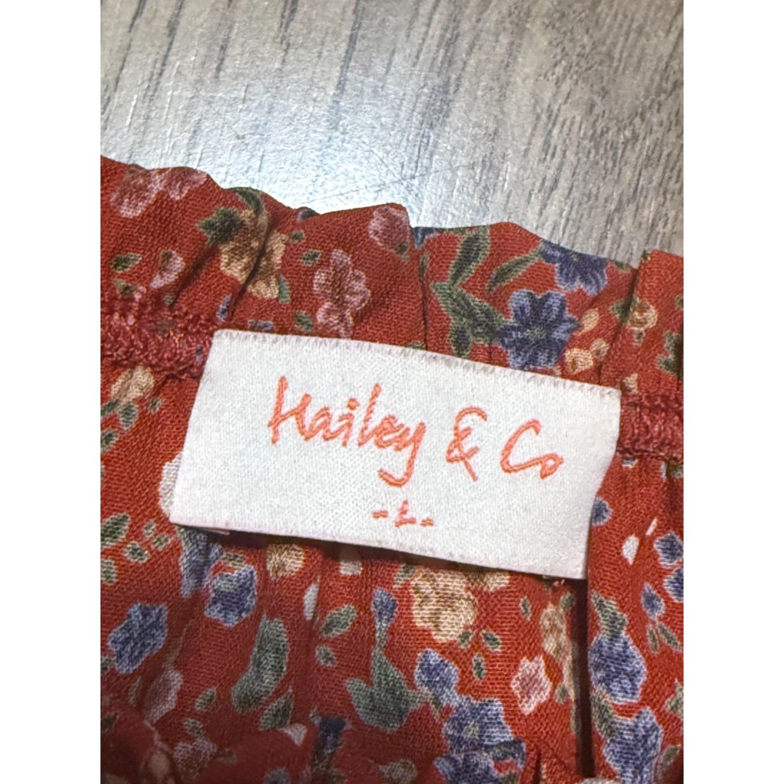 Vintage Hailey & Co. Blouse Women L Orange Floral 3/4 Sleeve Pullover Casual Regular Modern Lightweight Polyester Rayon Size L / US 10 / IT 46 - 5 Thumbnail