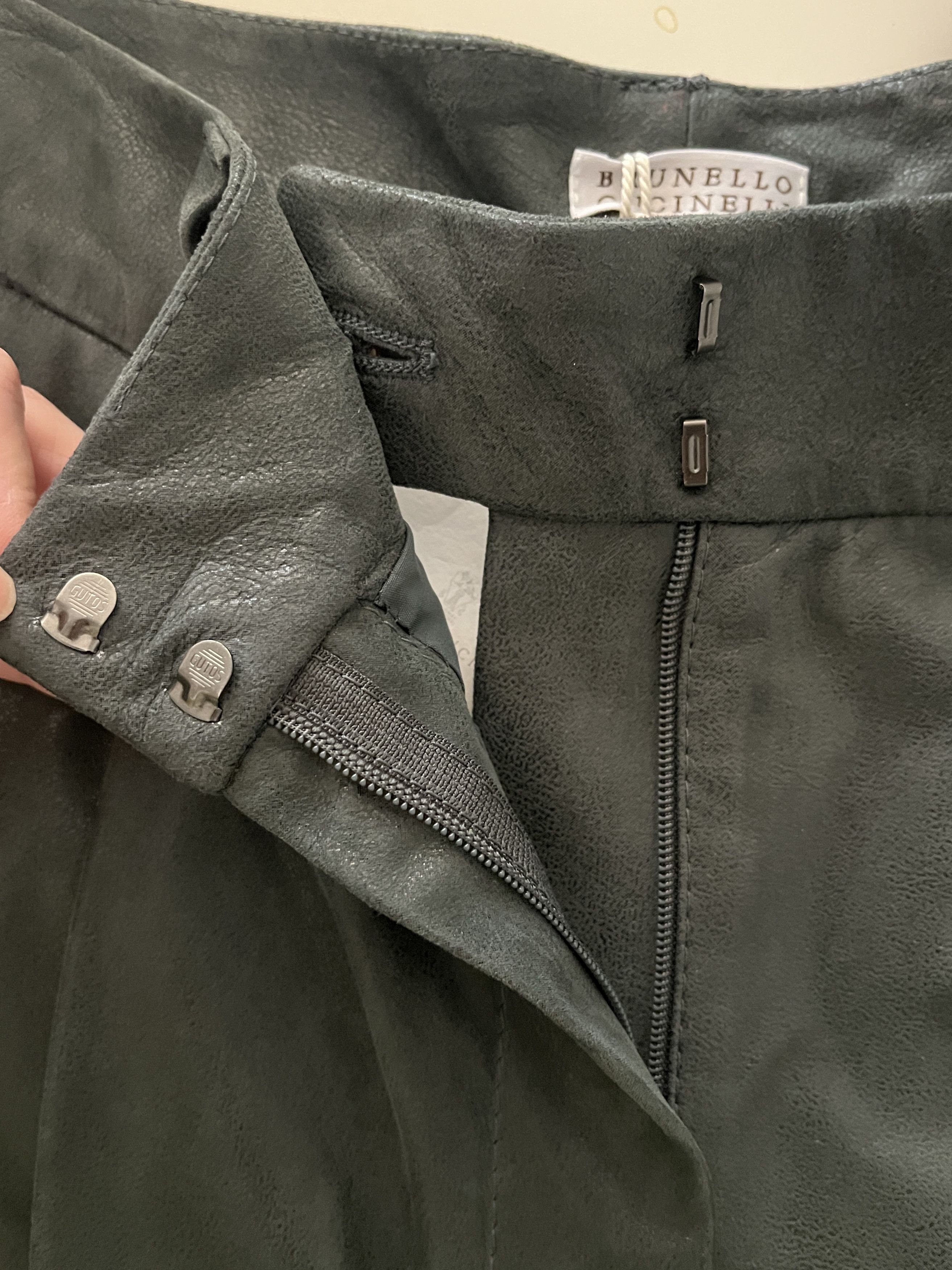 Brunello Cucinelli Leather Suede Trousers Size 28" / US 6 / IT 42 - 6 Thumbnail