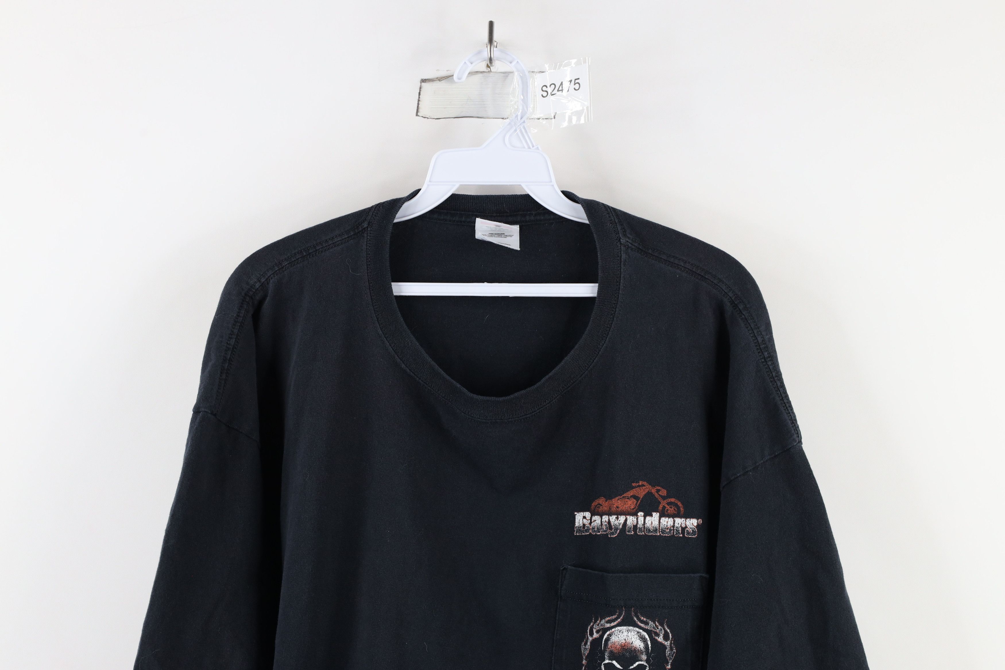 Vintage Vintage 90s Easyriders Motorcycles Fire Flames Skull T-Shirt Size US XXL / EU 58 / 5 - 2 Thumbnail