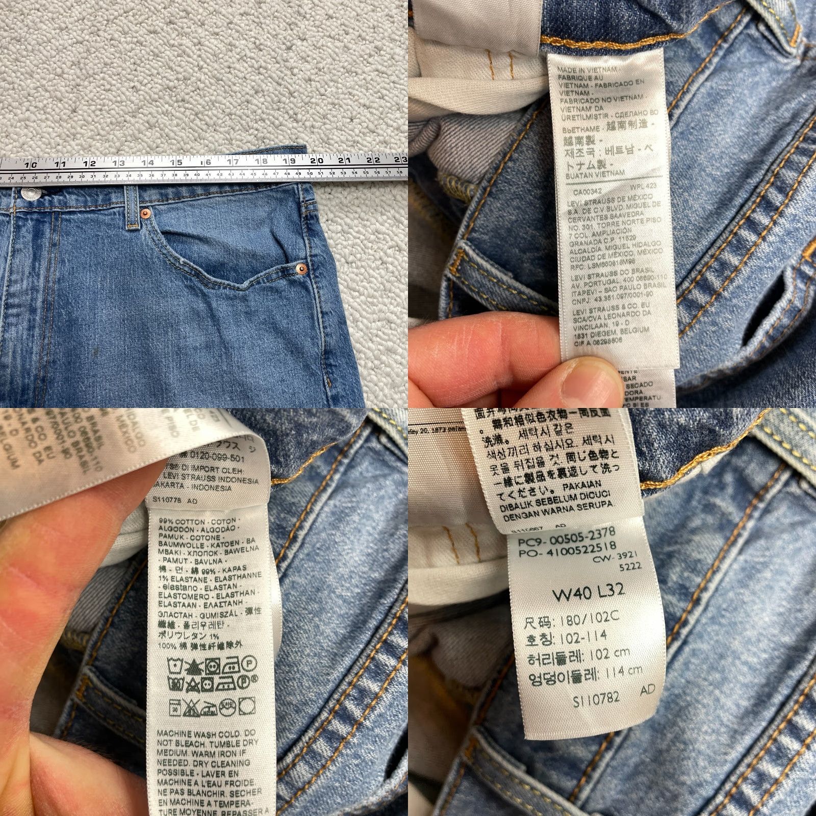 Levi's Levi's 505 Jeans Mens 40x32 Blue Denim Medium Wash Mid Rise Classic Straight Fit Shirt? Size US 40 / EU 56 - 8 Thumbnail