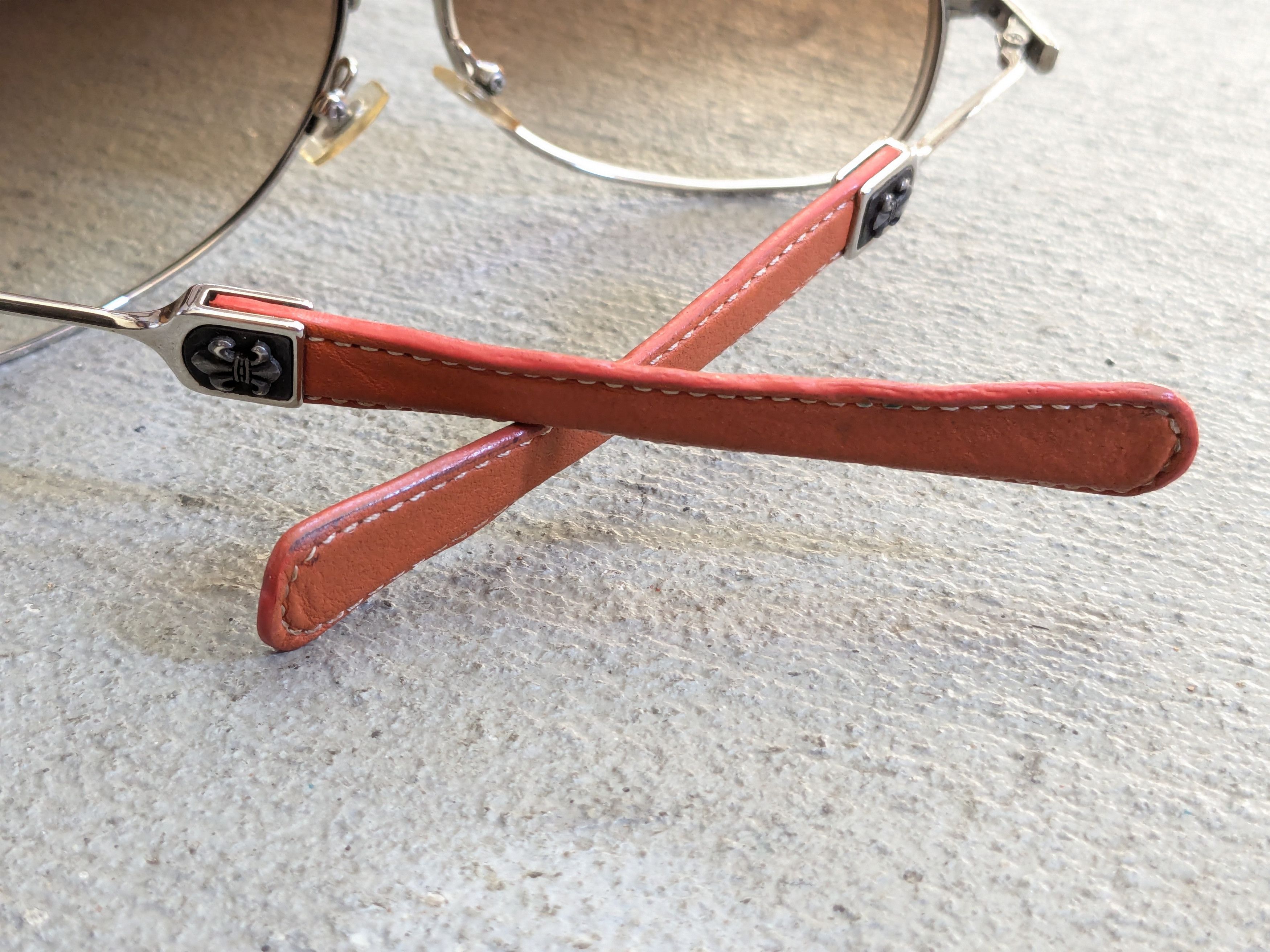 Chrome Hearts Chrome Hearts Sunglasses 'Kustom' Orange Leather Aviator Size ONE SIZE - 11 Thumbnail