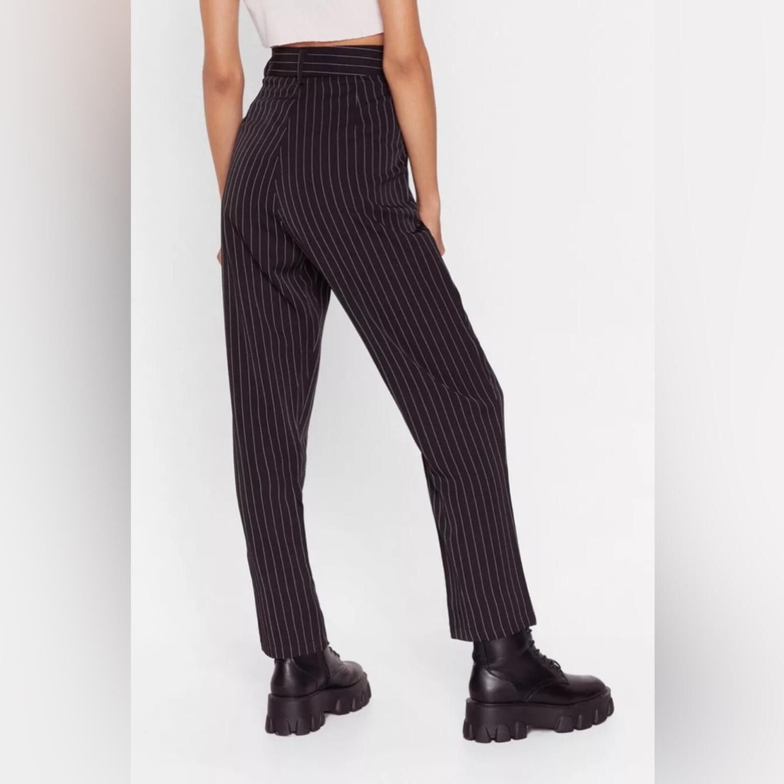 Other Nasty Gal / Pinstripe Smart High Waisted Pants / black Size 26" / US 2 / IT 38 - 10 Thumbnail