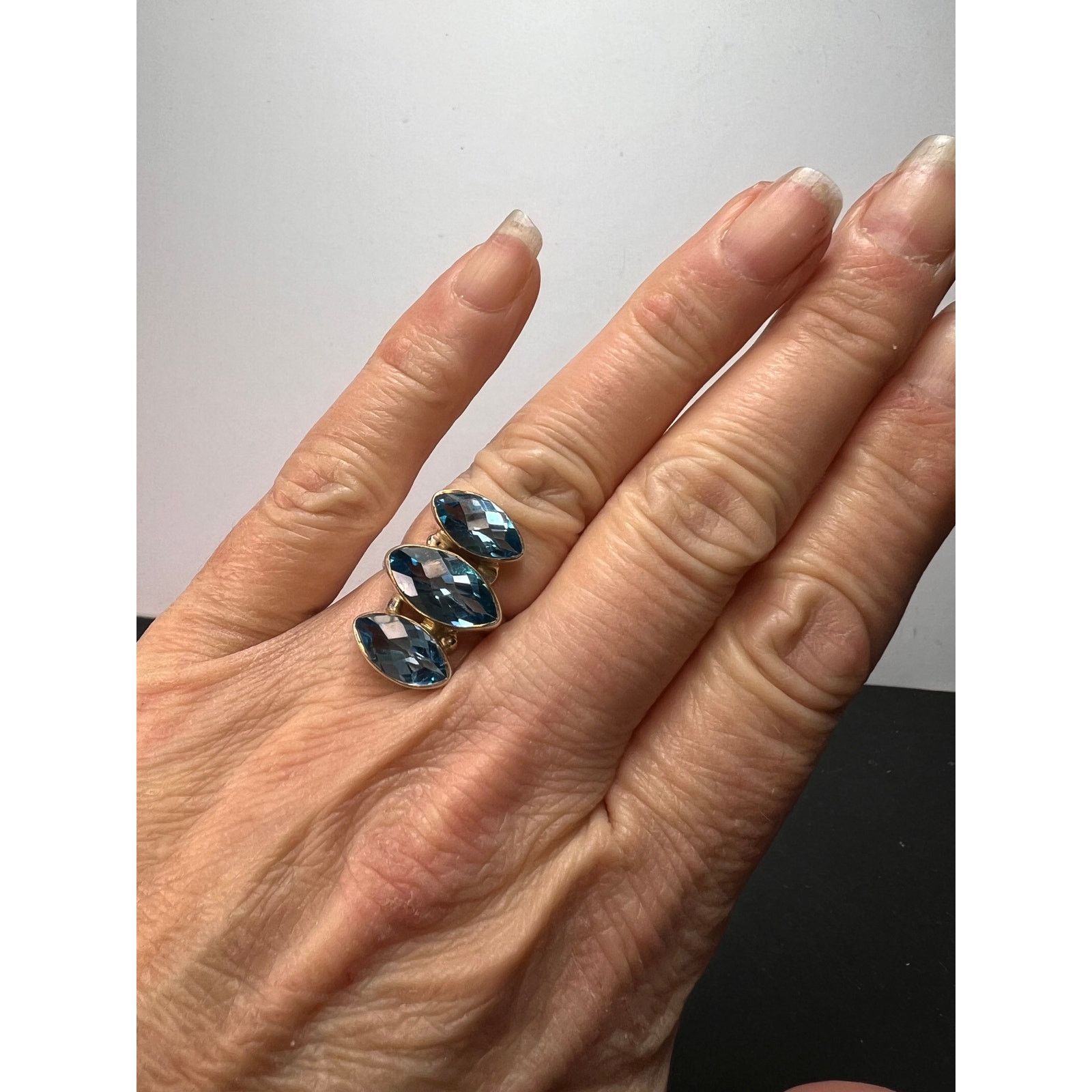 Other NEW WT Blue topaz triple stone sterling silver ring size 6 Size ONE SIZE - 2 Thumbnail