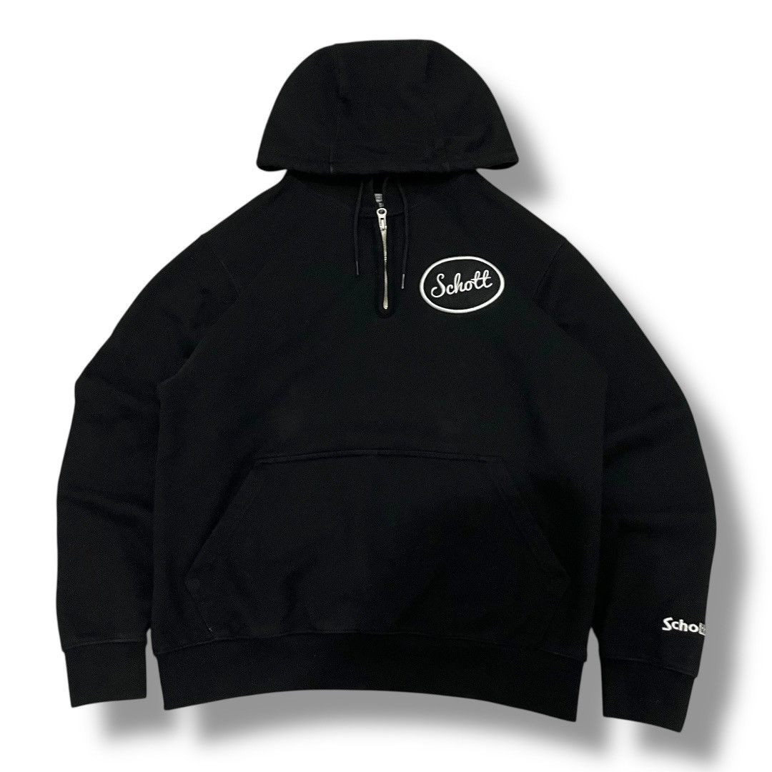 Schott CRAZY VINTAGE🖤Schott Bros Half Zip Hoodie–American Classic! Size US L / EU 52-54 / 3 - 1 Thumbnail