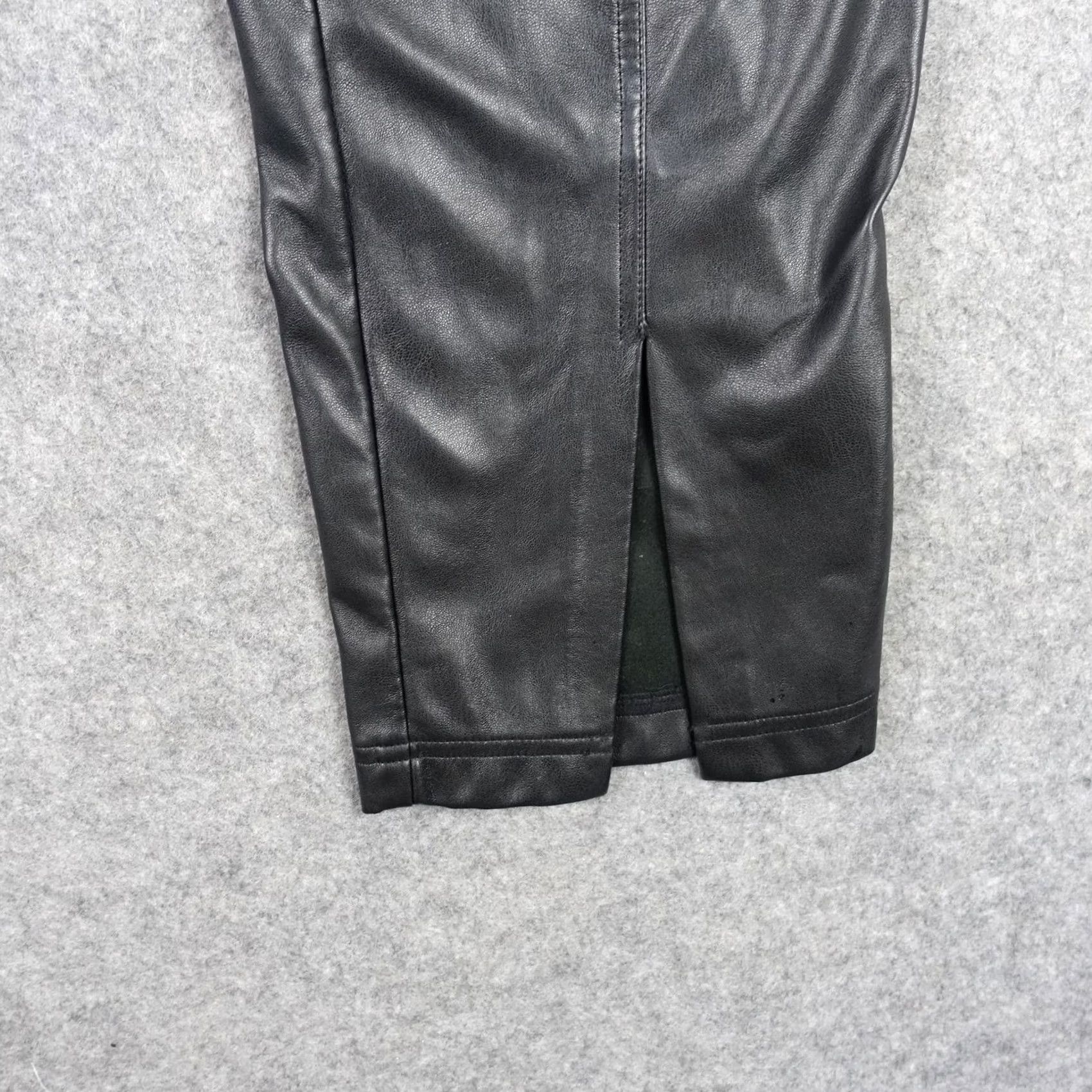 Marissa Webb Marissa Webb Pants Womens 10 Black Faux Leather Paperbag Tapered Slit Hem Edgy Size 32" / US 10 / IT 46 - 7 Thumbnail