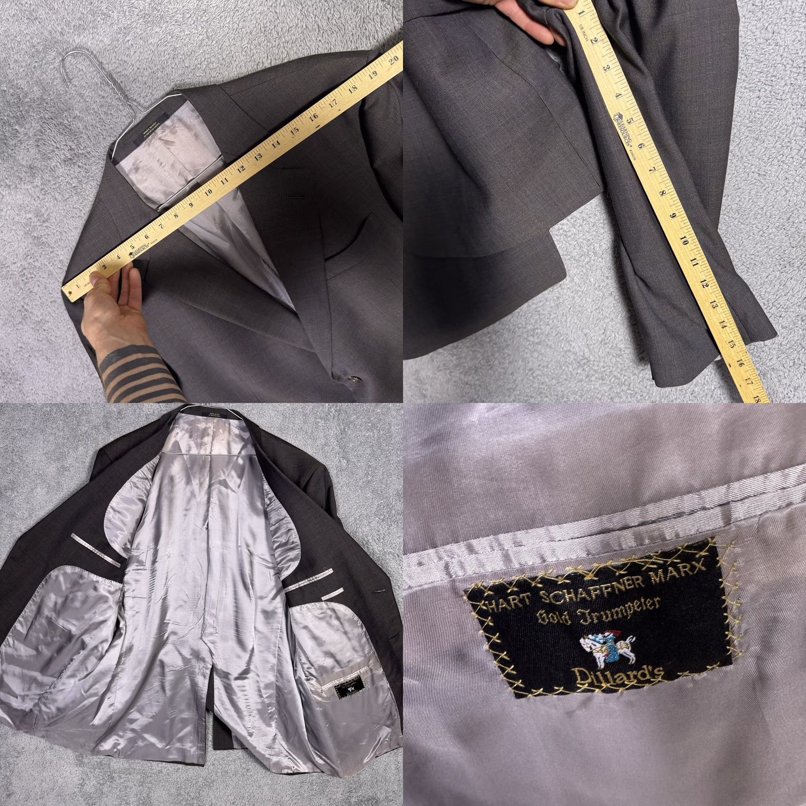 Hart Schaffner Marx Hart Schaffner Marx Gold Trumpeter Suit Mens 46R 42x32 Wool 2 Piece Set Cuffed Size 46R - 8 Thumbnail