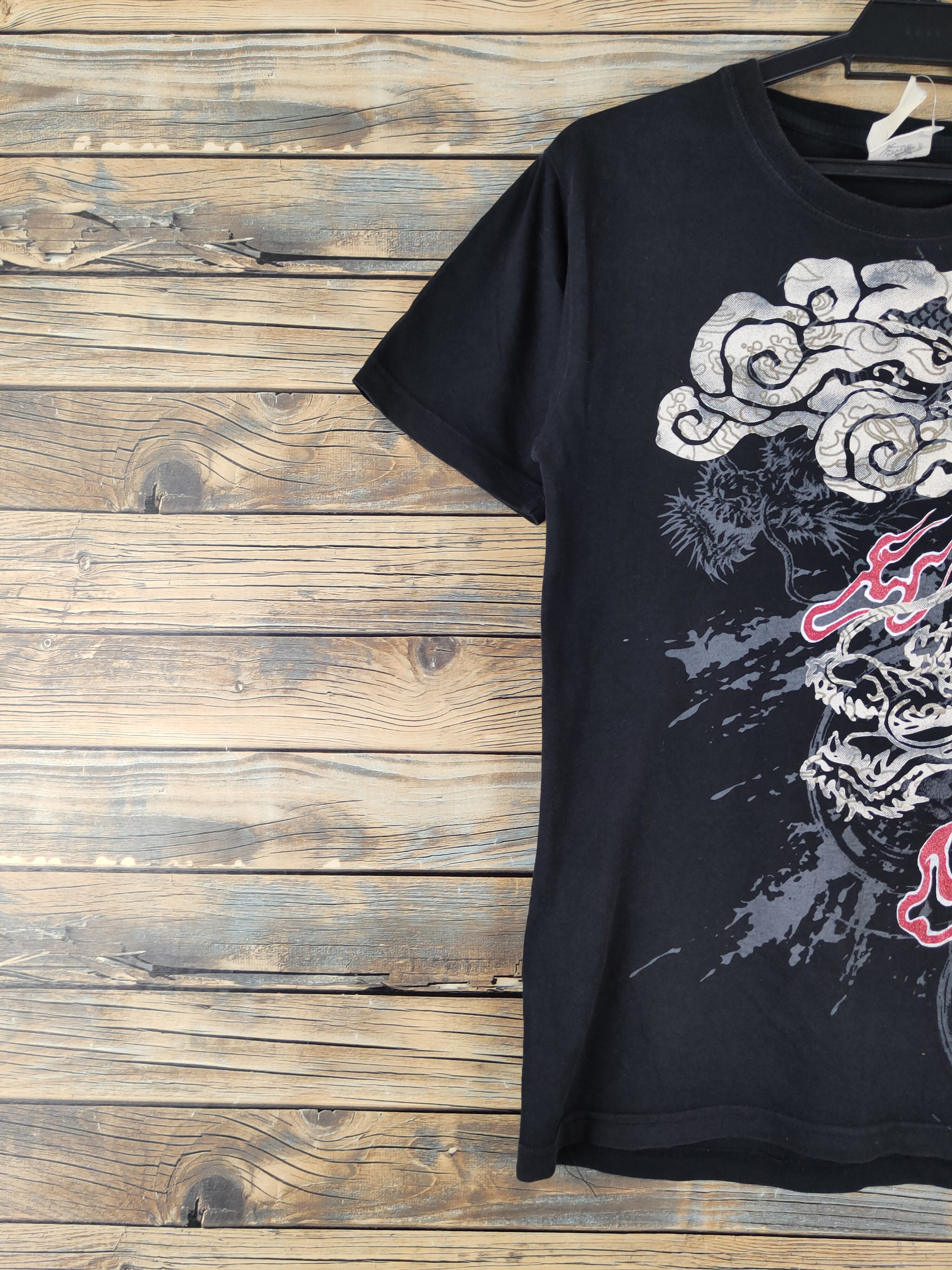 Japanese Brand DLL Cuze All Black Dragon Short Sleeve T-shirt #101 Size US S / EU 44-46 / 1 - 4 Thumbnail