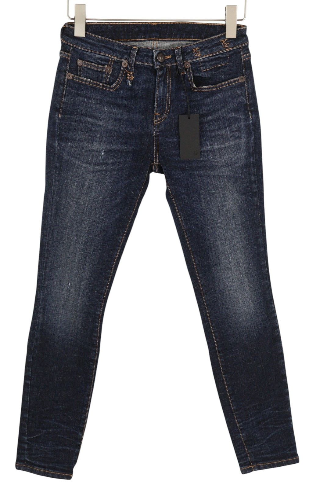 R13 ALISON SKINNY 27 Howell Indigo Black Hem Distress 86231 Size 27" / US 4 / IT 40 - 1 Thumbnail