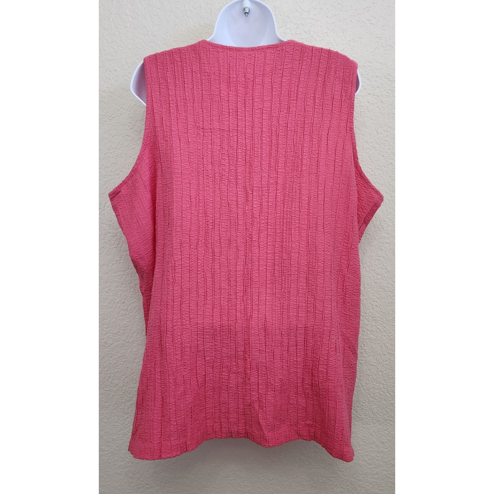 Other Pink Crinkled Round Neck Sleeveless Top 22W 24W Plus Stretch Size XXL / US 16-18 / IT 52-54 - 3 Thumbnail