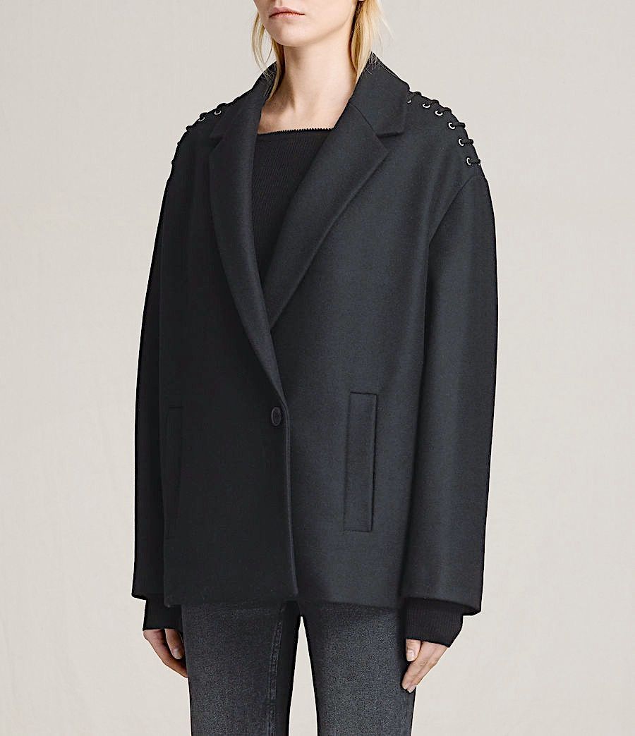 Allsaints AllSaints Ada Laced Short Wool Coat Women's Size S / US 4 / IT 40 - 1 Thumbnail