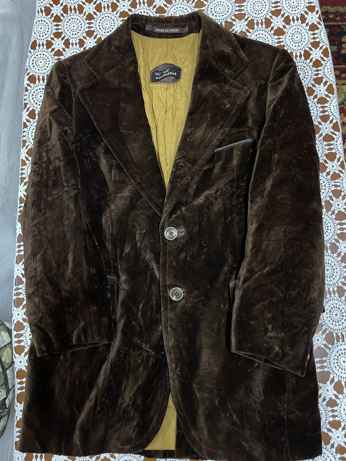 Designer × Vintage Vintage Cortefiel brown velvet coat jacket menswear sz38 Size 38S - 1 Thumbnail