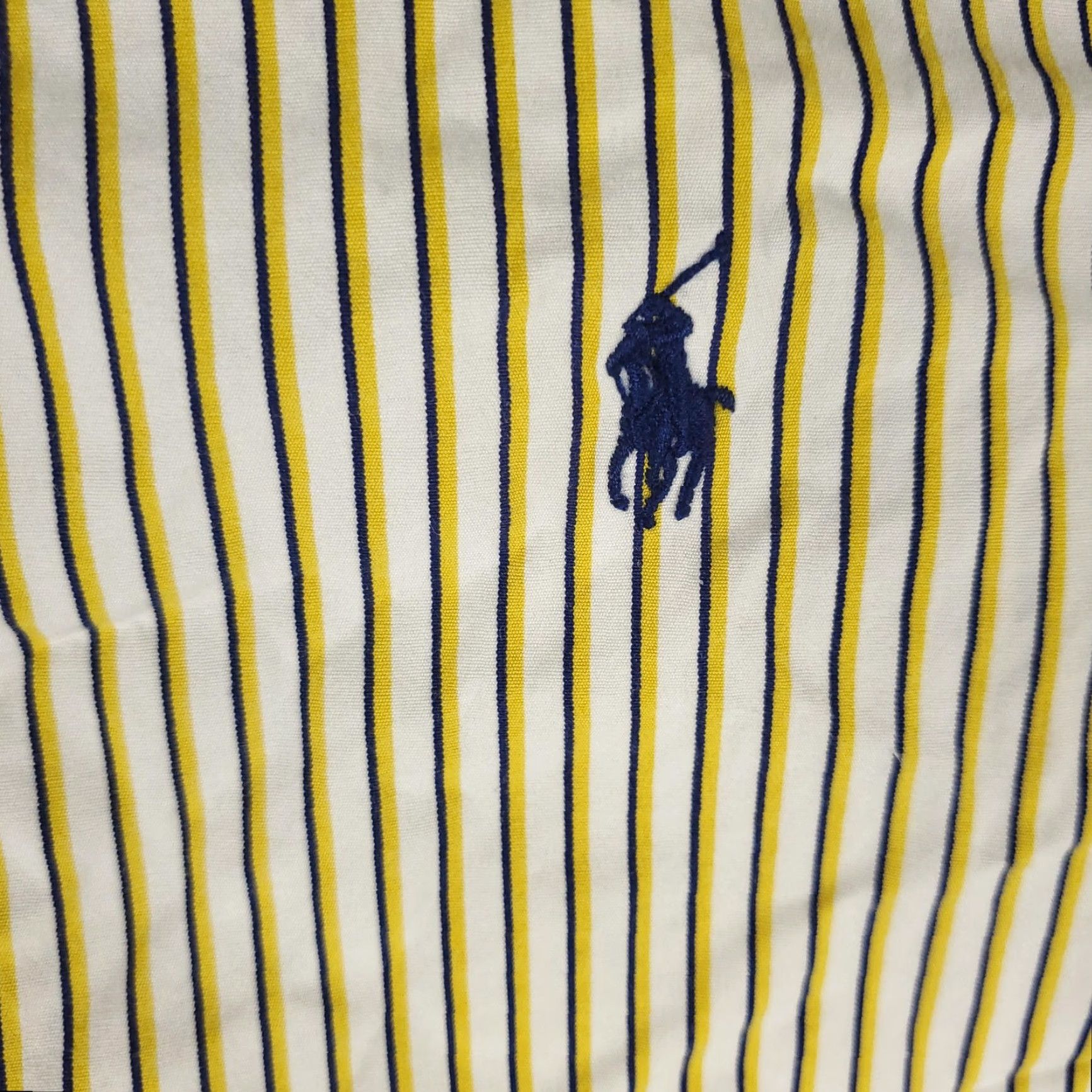 Ralph Lauren Ralph Lauren Polo Shirt Men's Large Yellow Navy Striped Oxford Classic Fit Long Sleeve Collared Cotton Size US L / EU 52-54 / 3 - 3 Thumbnail