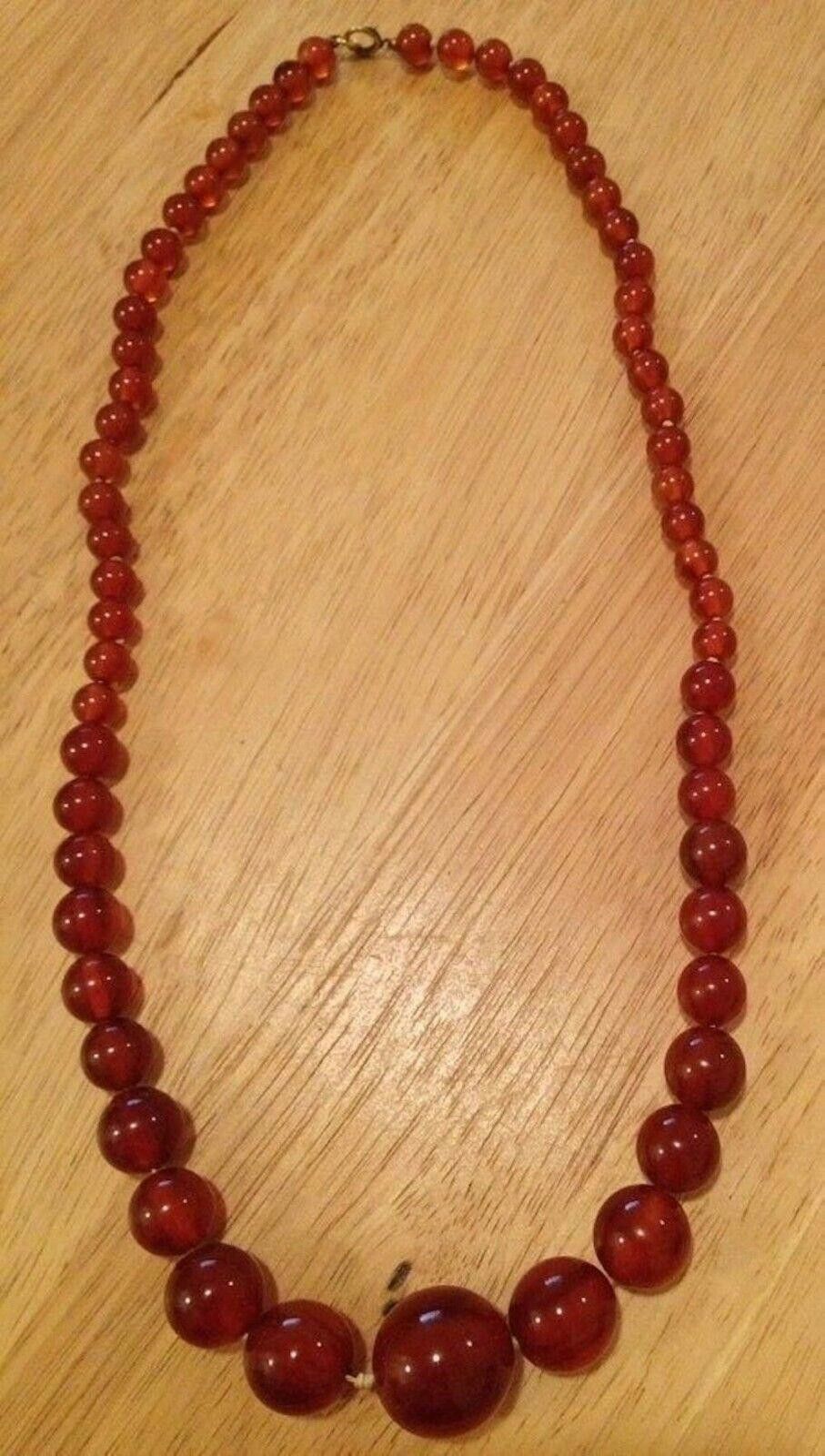 Designer Simulated Amber Bakelite Graduated Bead Necklace Size ONE SIZE - 2 Thumbnail