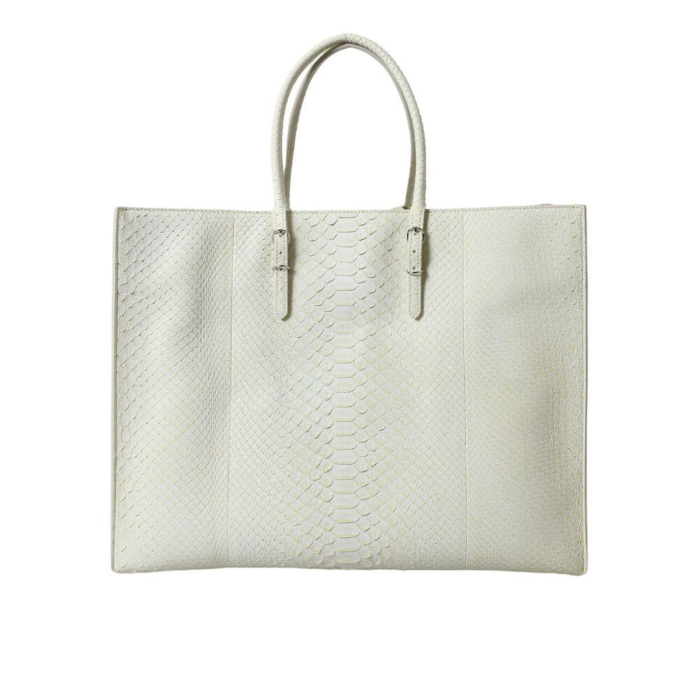 Balenciaga Balenciaga Chic Python Leather Tote in White & Yellow Size ONE SIZE - 2 Thumbnail