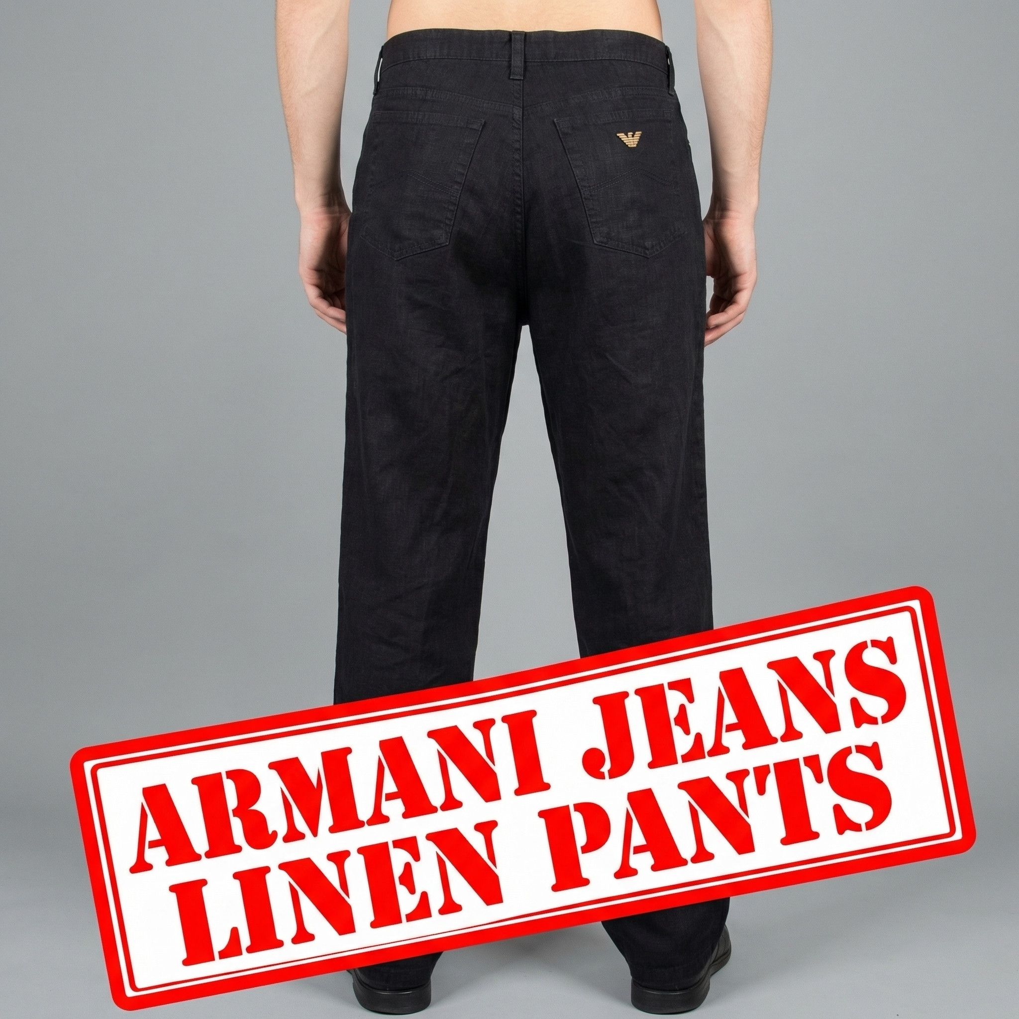 Armani Vintage Armani Jeans Black Linen Pants - W32 Size US 32 / EU 48 - 1 Thumbnail