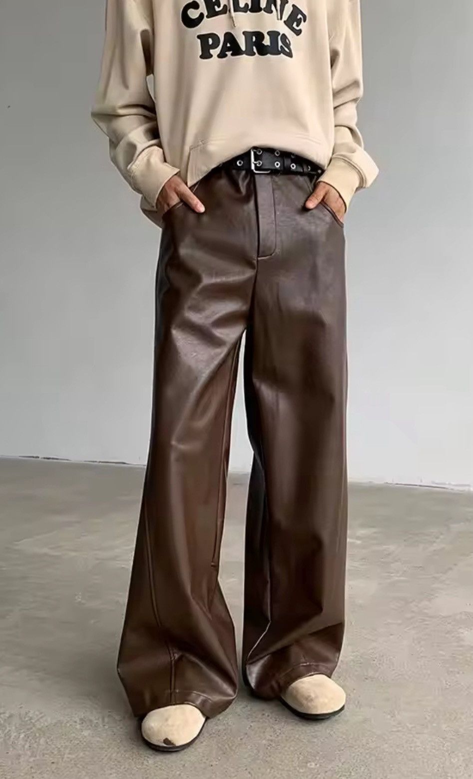 Jean PU Leather Wide-Leg Pants | Vintage-Inspired Size US 29 - 1 Thumbnail