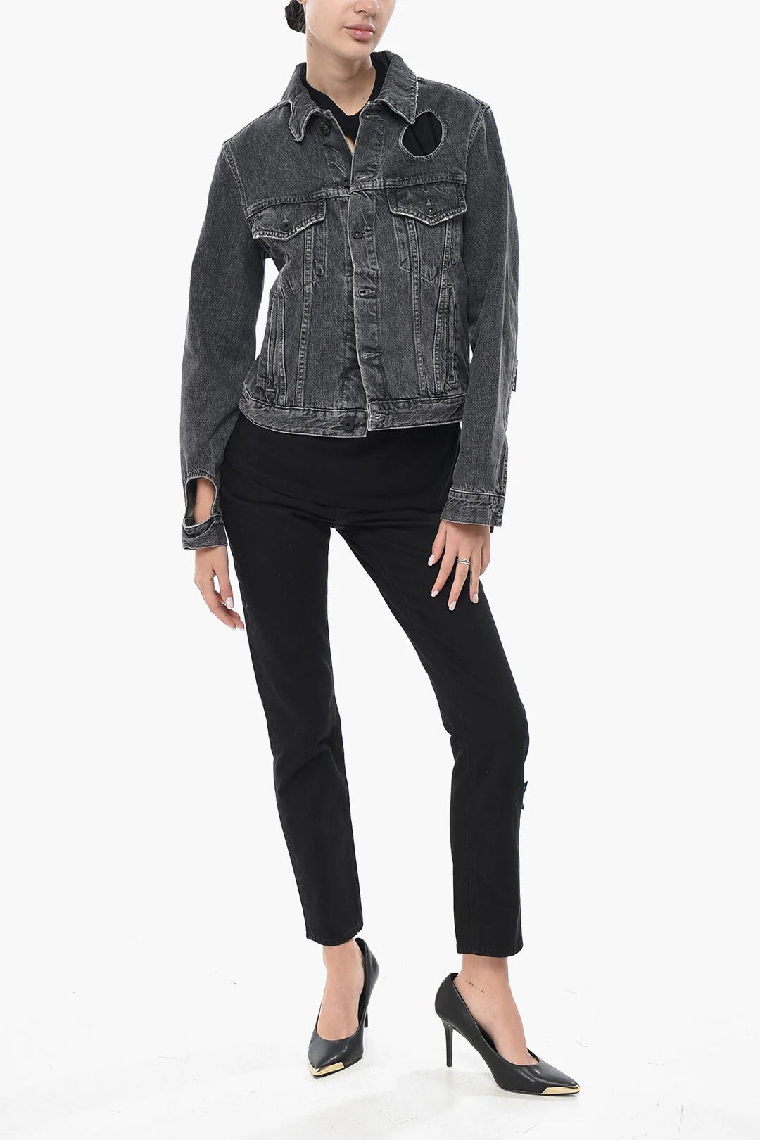 Off-White og1mm0426 Cut-out Denim Jacket in Grey Size S / US 4 / IT 40 - 5 Thumbnail
