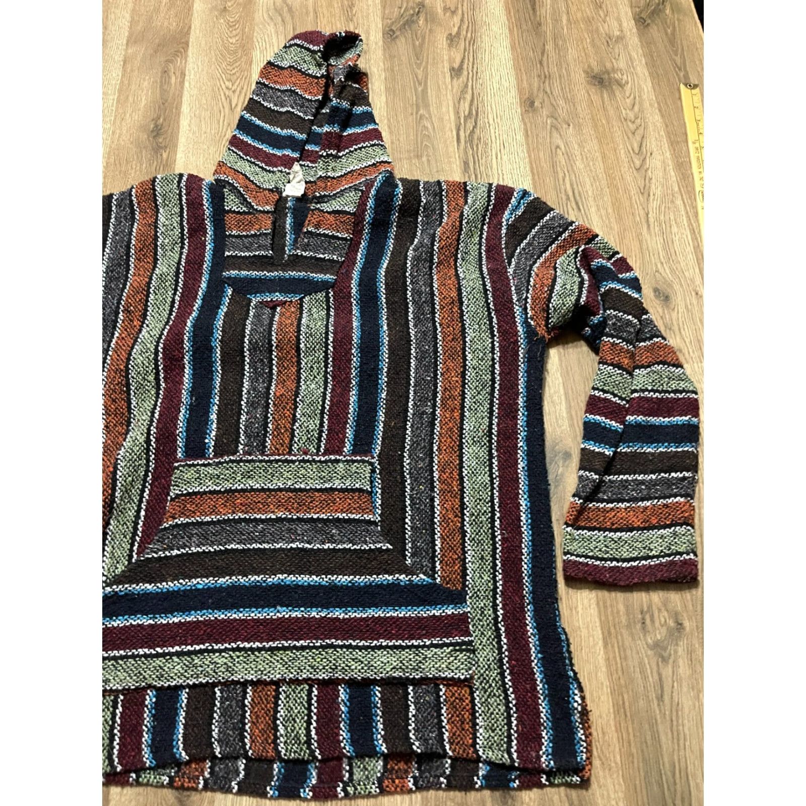 Sunspel Sunspecs Hoodie Mens XXL Striped Pullover Long Sleeve Green Brown Blue V-Neck Performance Regular Shirt Mens Size US XXL / EU 58 / 5 - 4 Thumbnail