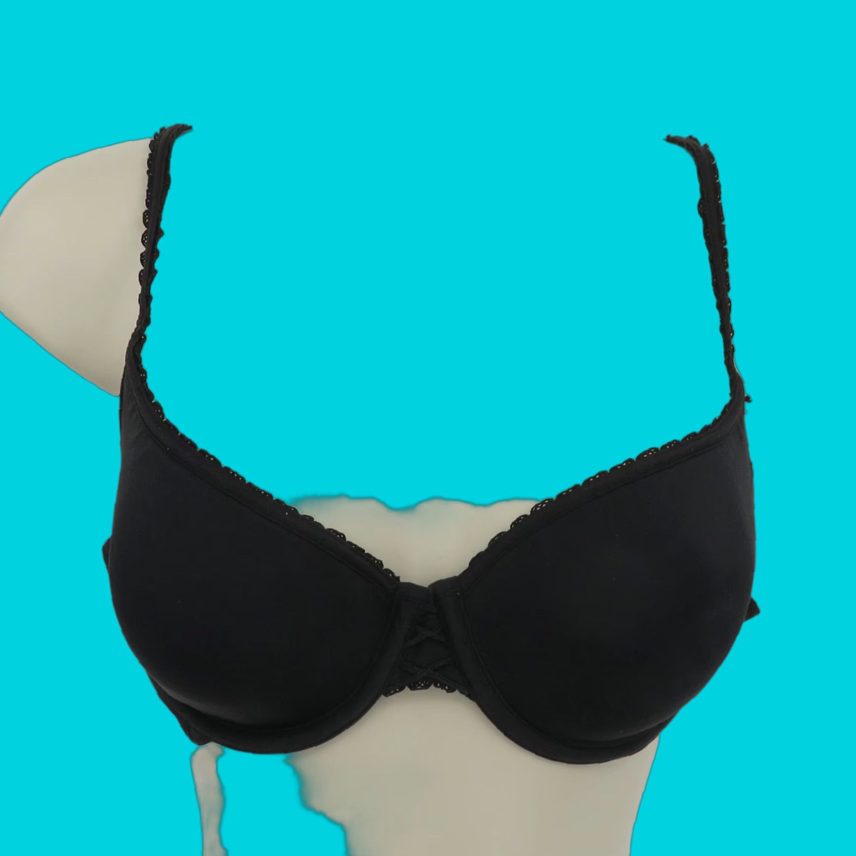 Vintage Lily of France Bra 36C Underwire Lined Black Scallop Lace Trim Women T-Shirt Cup C Brand Lily of France Size ONE SIZE - 1 Thumbnail