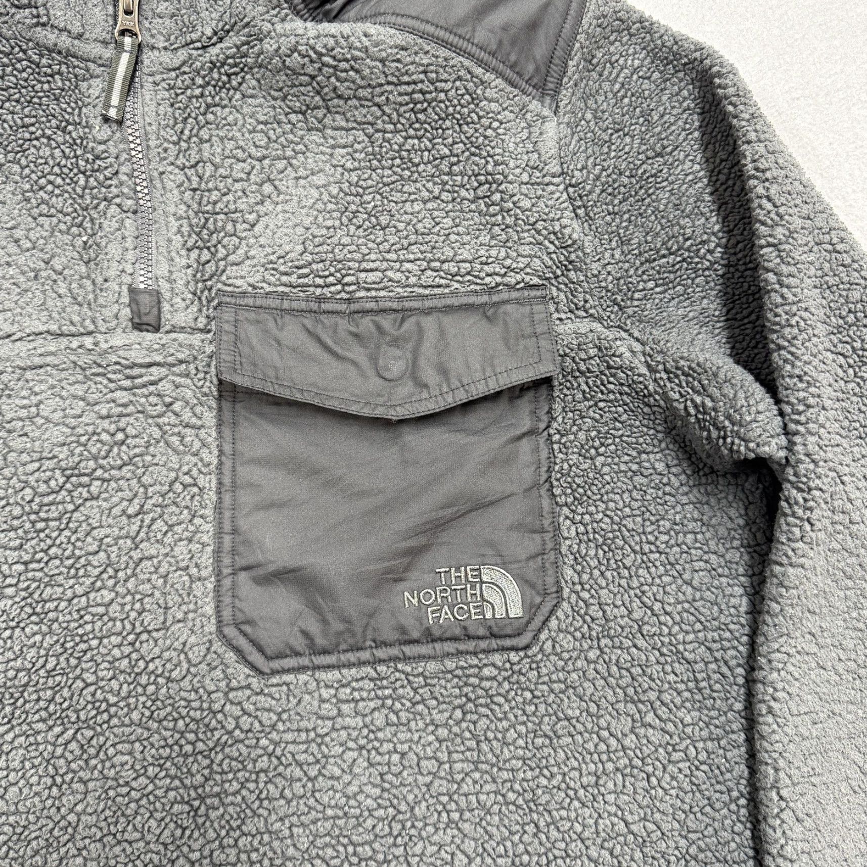 The North Face The North Face Fleece Jacket Mens Large Gray Sherpa Quarter Zip Pullover Outdoor Size US L / EU 52-54 / 3 - 2 Thumbnail