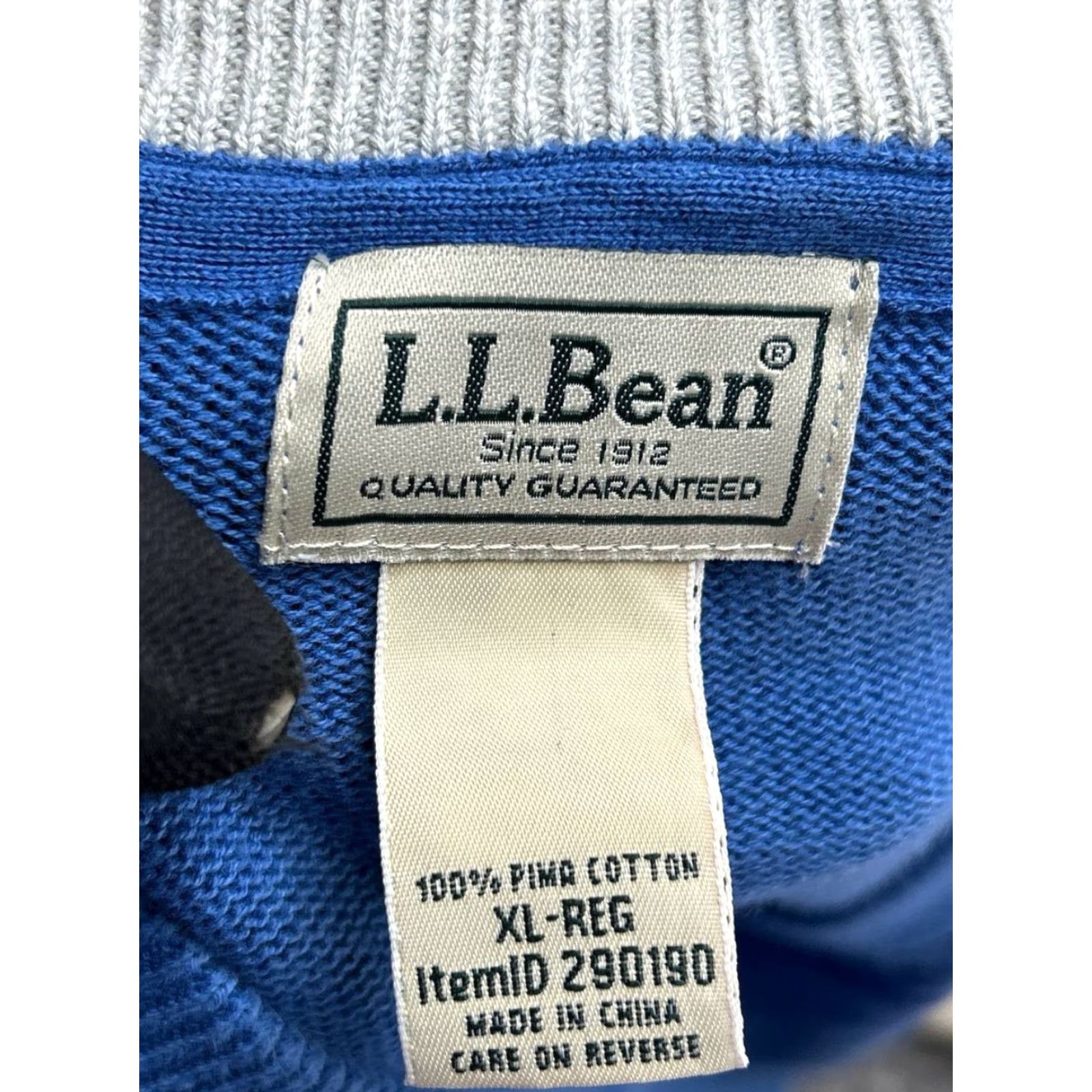 Vintage LL Bean Sweater Mens XL Blue Pima Cotton Raglan Sleeve V Neck Tight Knit Size US XL / EU 56 / 4 - 5 Thumbnail