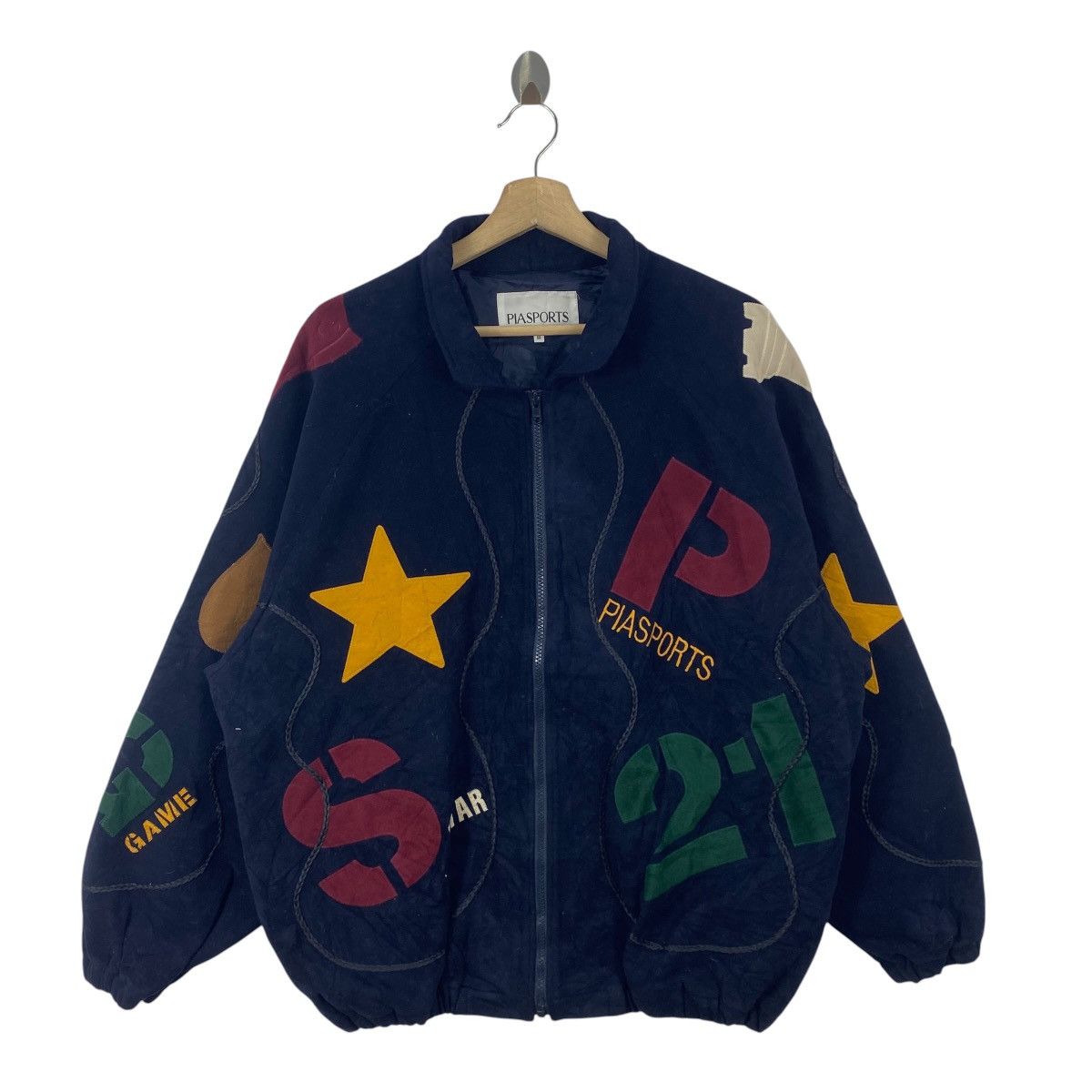 Vintage Vintage PIA SPORTS Bomber Jacket Big Logo Patchwork Varsity Size US XXL / EU 58 / 5 - 3 Thumbnail