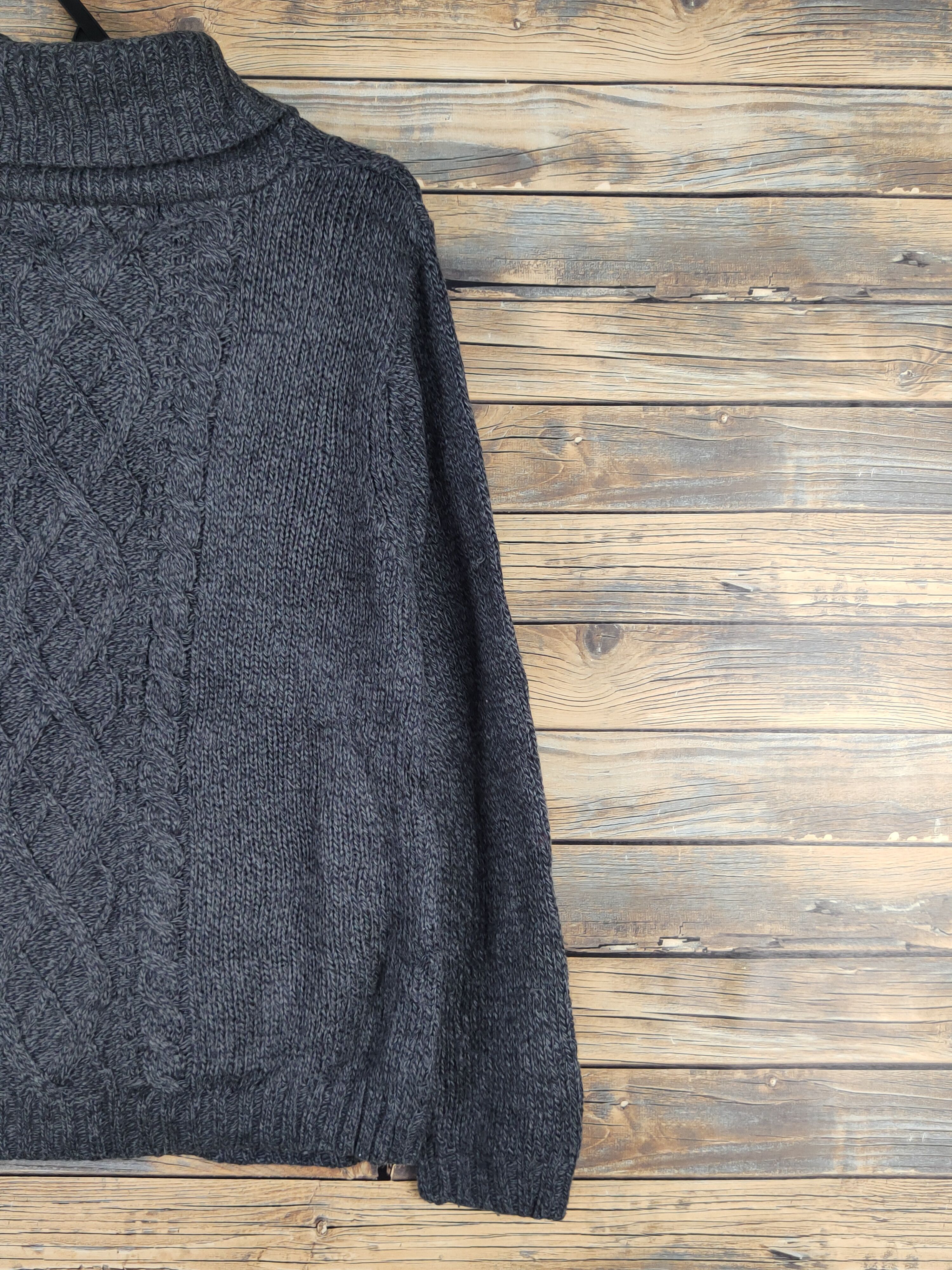 Aran Isles Knitwear × Japanese Brand × Vintage Topvalu Dark Gray cable Knitwear Sweaters #W1350 Size US M / EU 48-50 / 2 - 9 Thumbnail