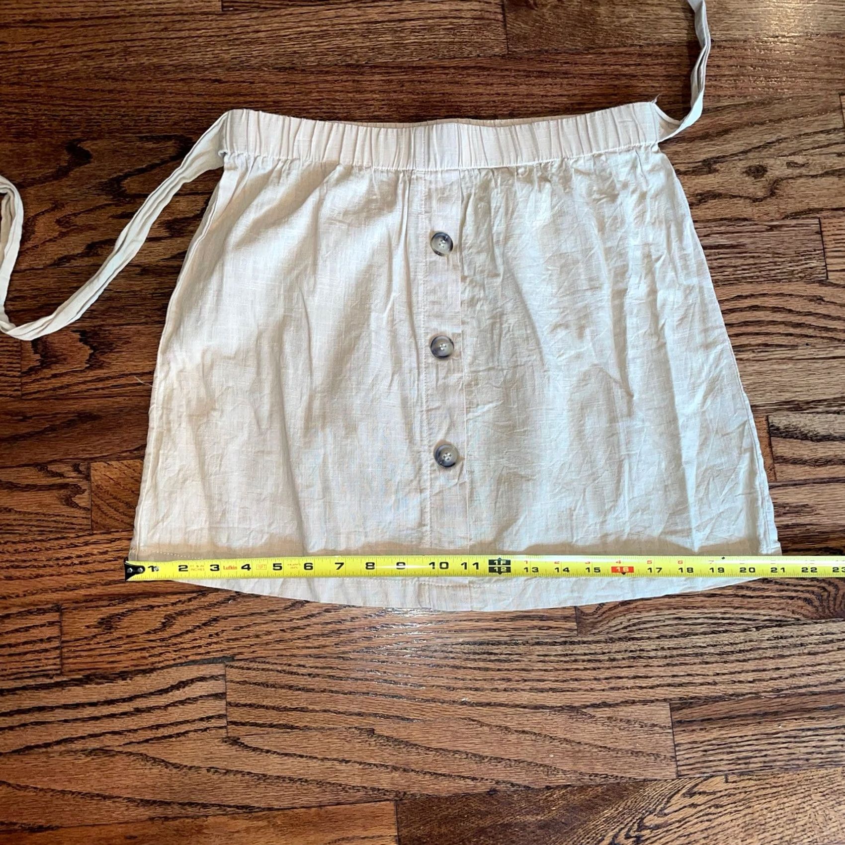 Shein Shein Women's Skirt Front 3 Button Tie Beige Elastic Waist Size Large NWOT New Size 36" / US 14 / IT 50 - 4 Thumbnail