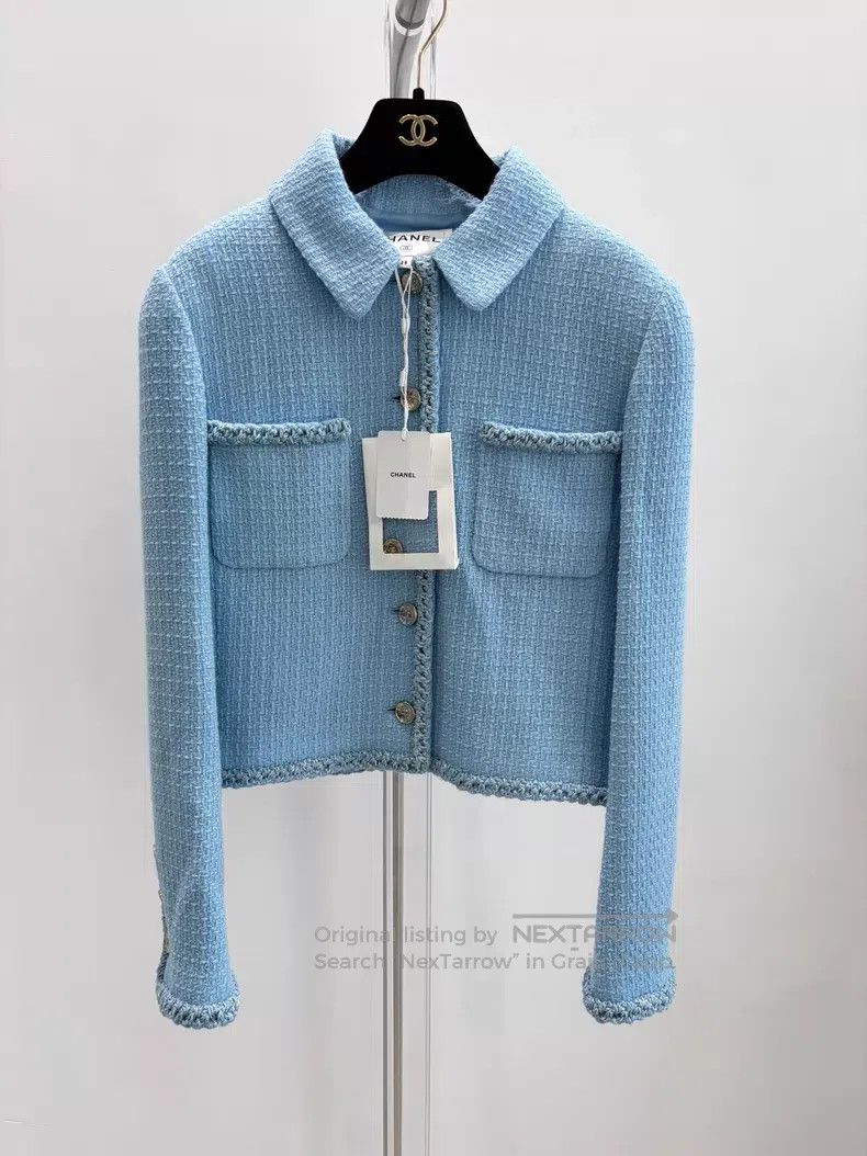 Chanel Chanel Soft tweed blue coat Size XS / US 0-2 / IT 36-38 - 1 Thumbnail