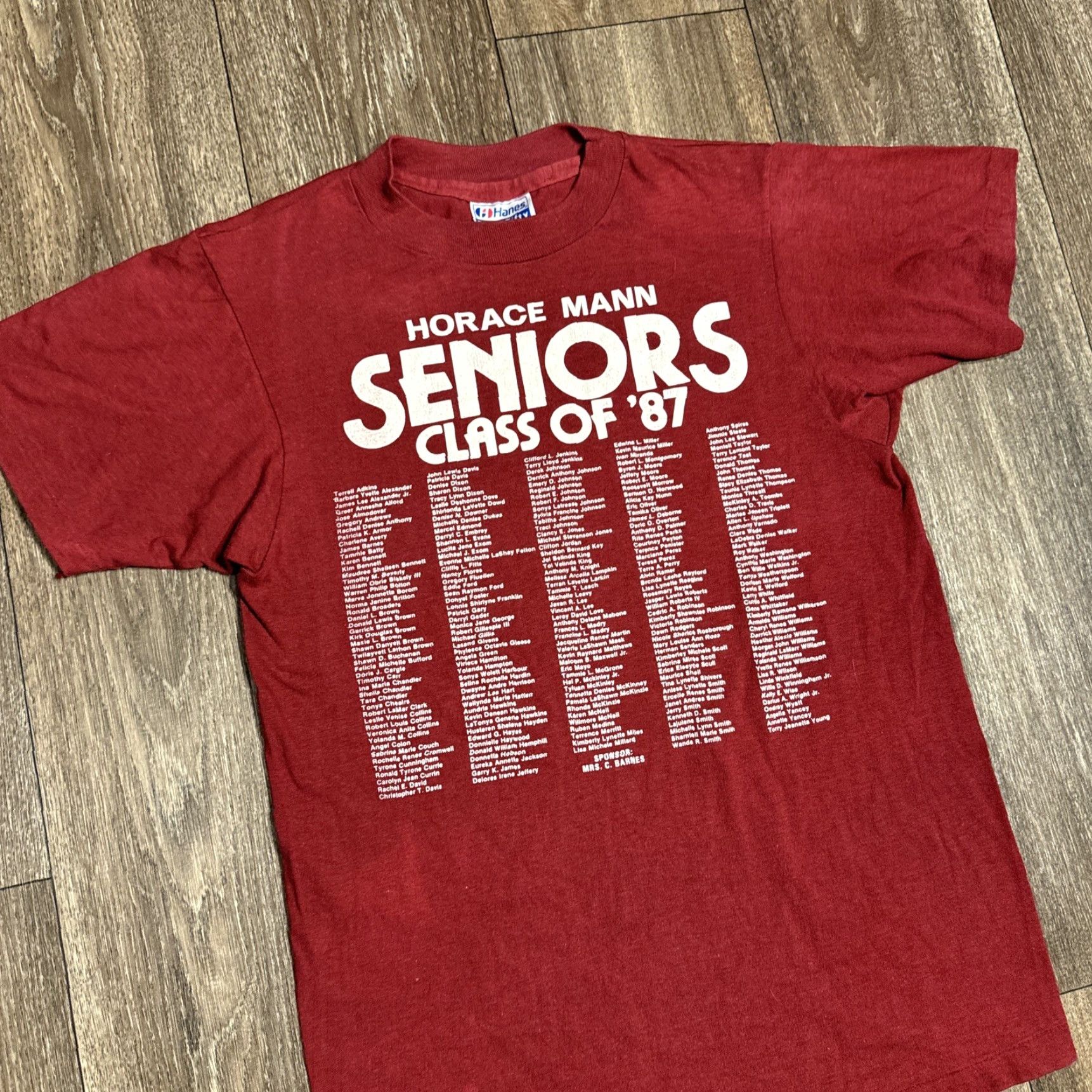Hanes VINTAGE Horace Mann High School Bronx New York City Red Hanes T-Shirt Small S Unisex Adults Shirt 1987 City Mens Womens Size US S / EU 44-46 / 1 - 3 Thumbnail